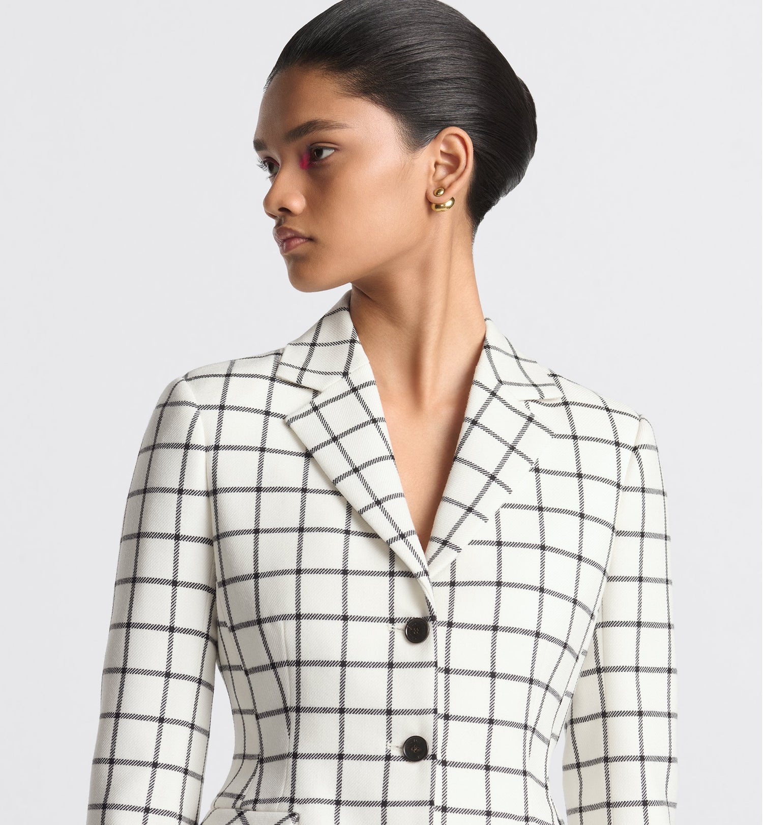 Fitted Jacket White And Black Double-Sided Check&