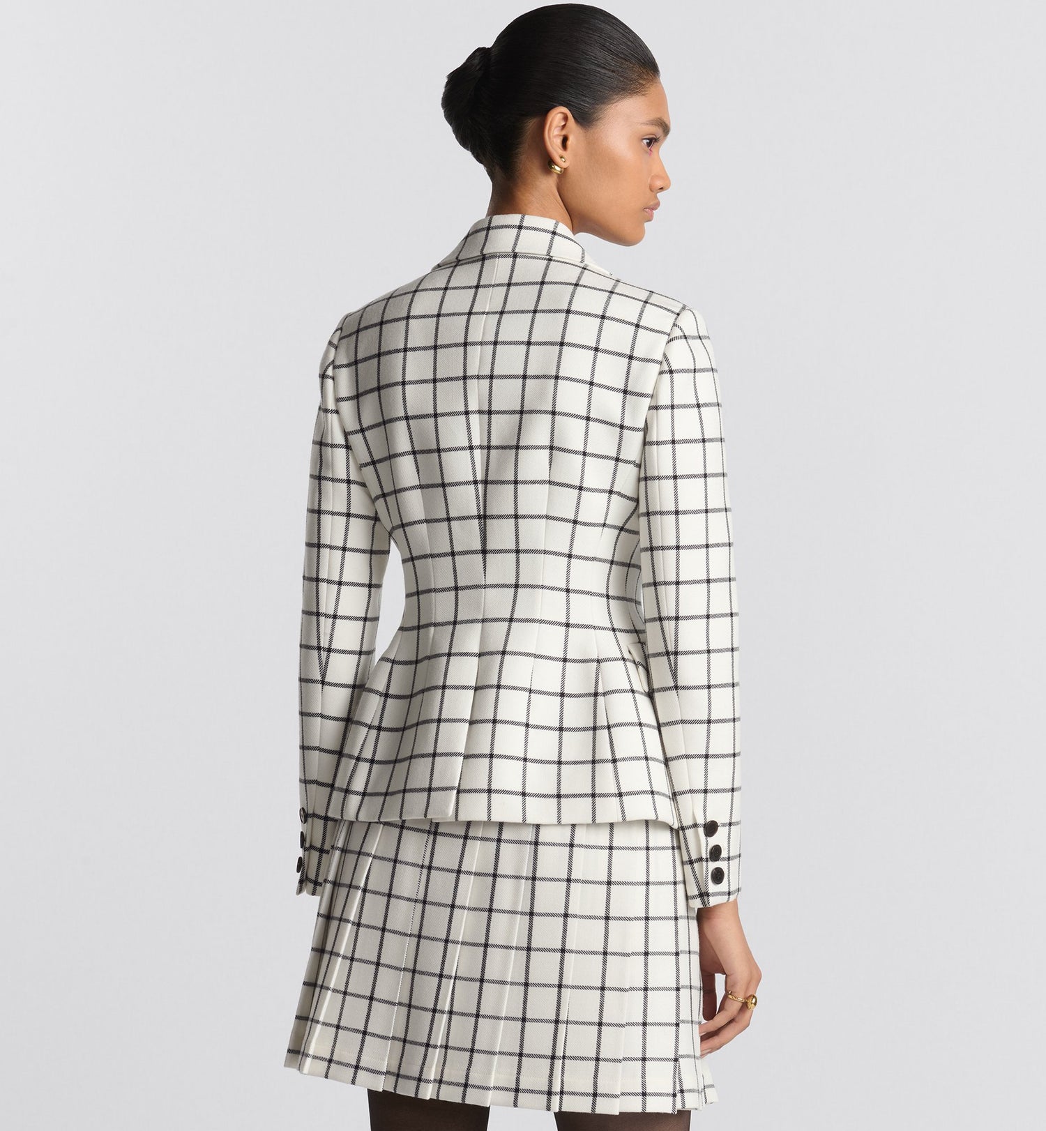 Fitted Jacket White And Black Double-Sided Check&