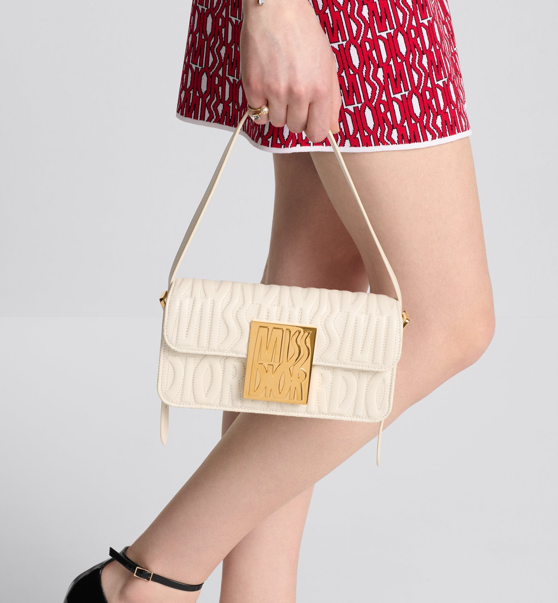 Miss Dior Flap Bag Latte Quilted Miss Dior Allover Calfskin