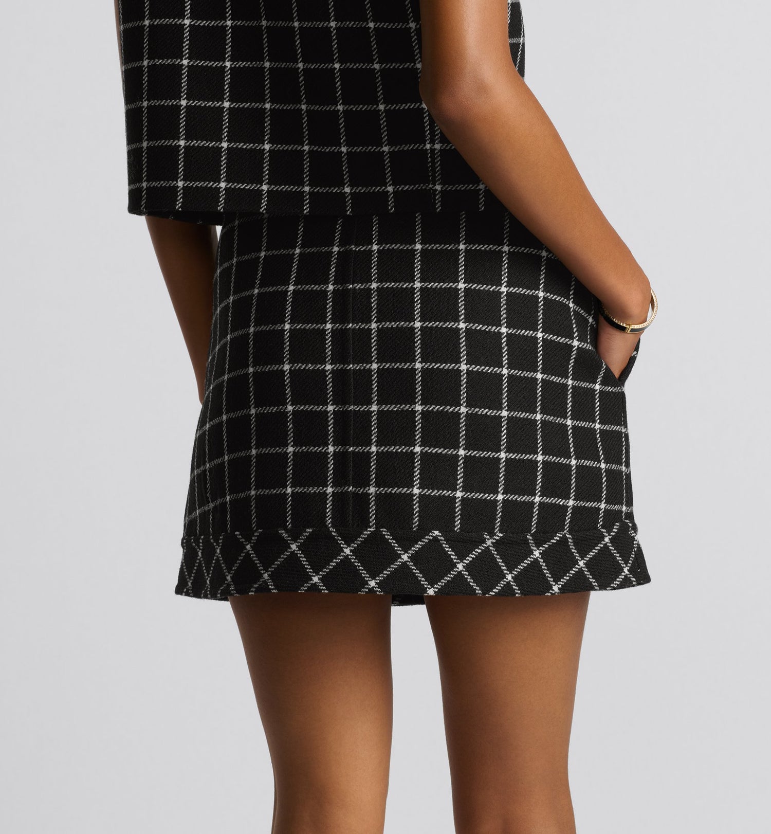 Wrap Miniskirt Black And White Double-Sided Check&