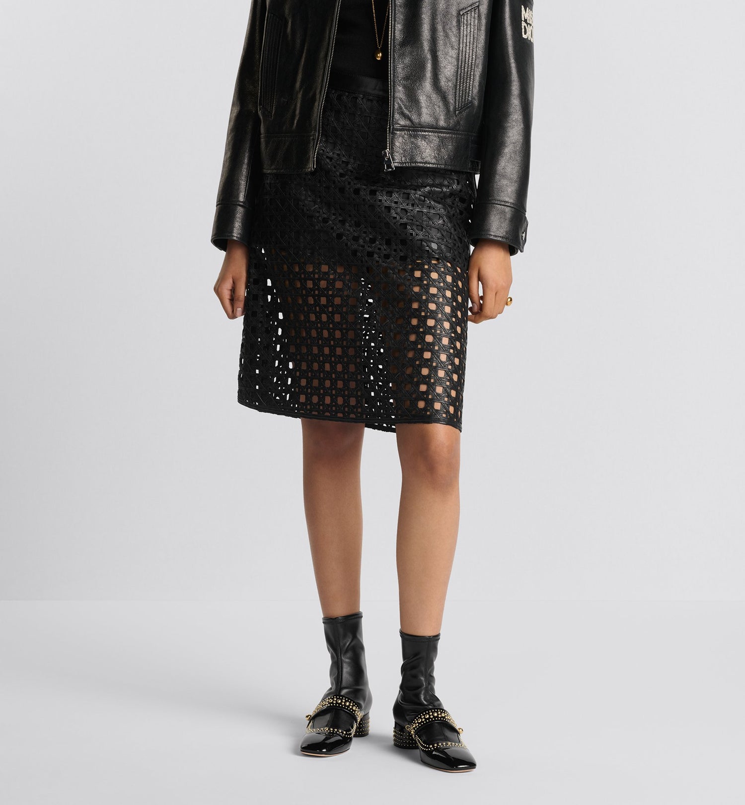 Cannage Skirt Black Openwork Lambskin