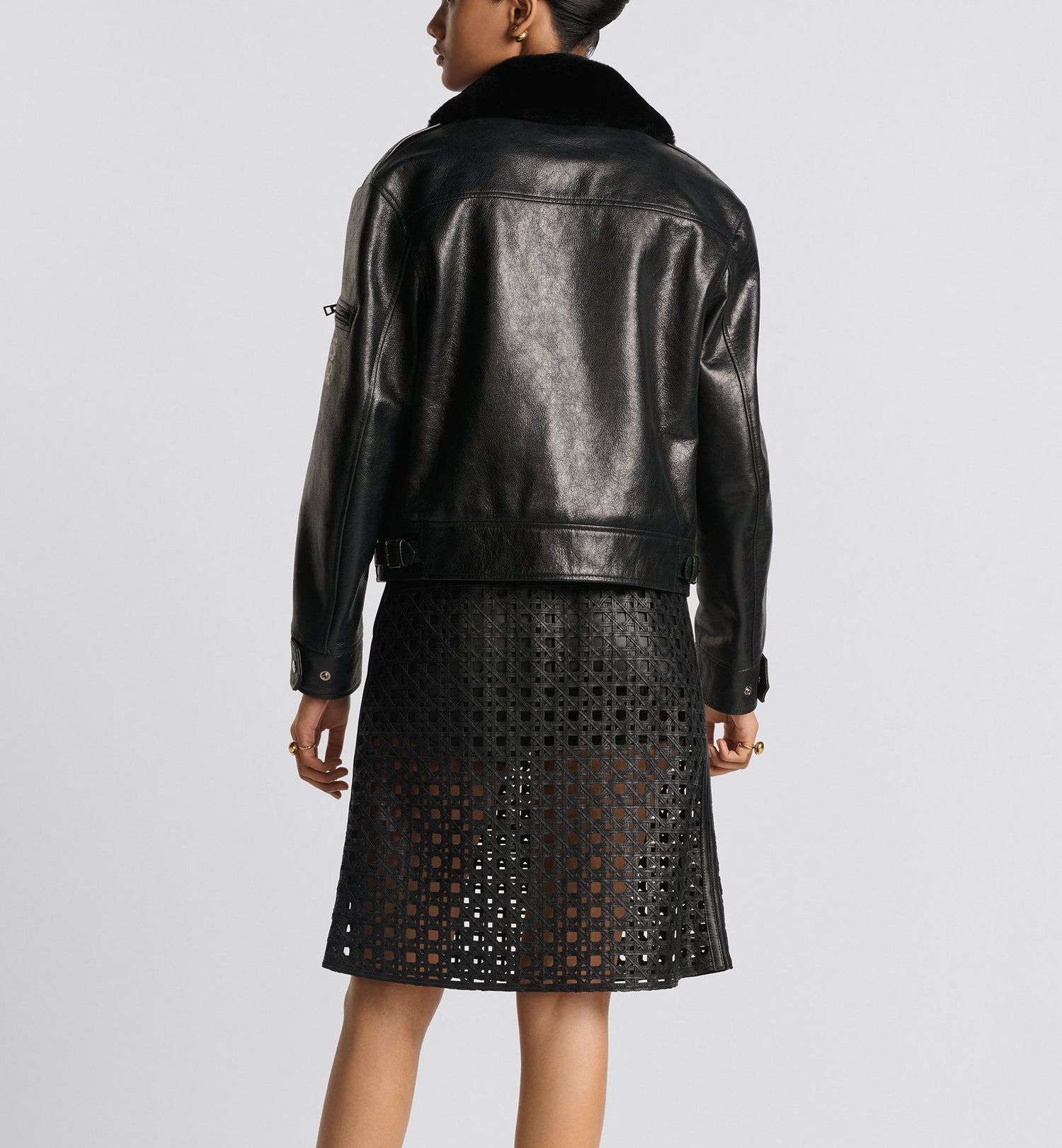 Cannage Skirt Black Openwork Lambskin