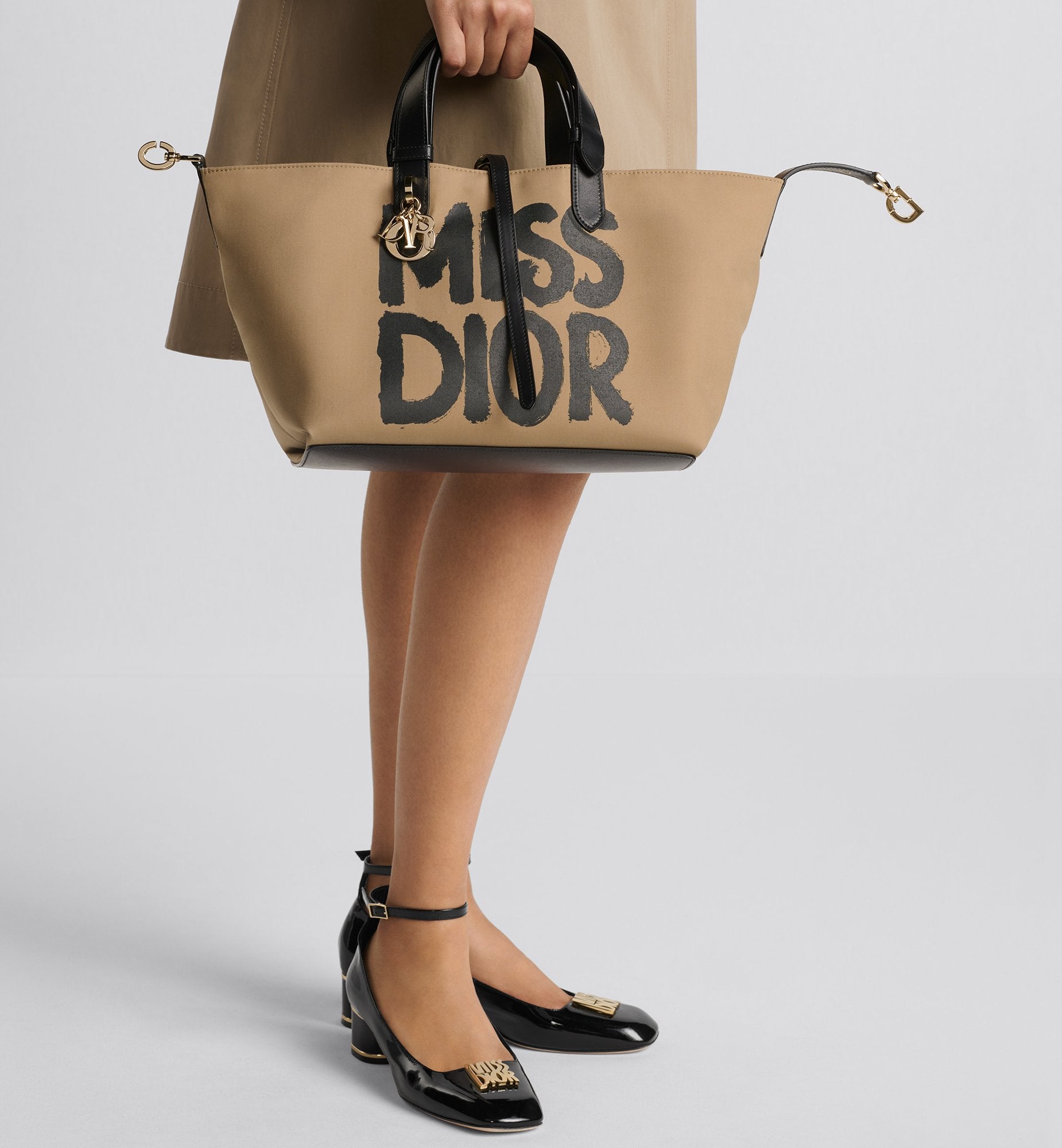 Medium Dior Toujours Bag Beige And Black Miss Dior Graffiti Printed Water-Repellent Fabric