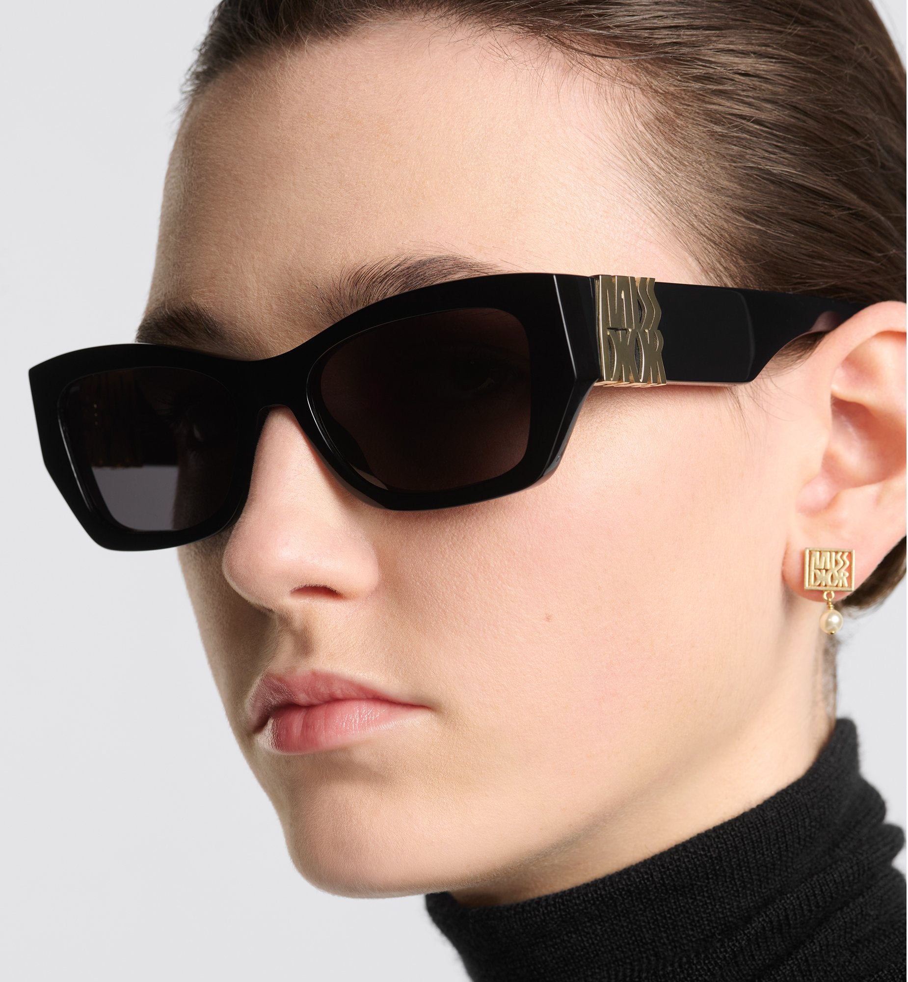 Missdior S1I Black Rectangular Sunglasses