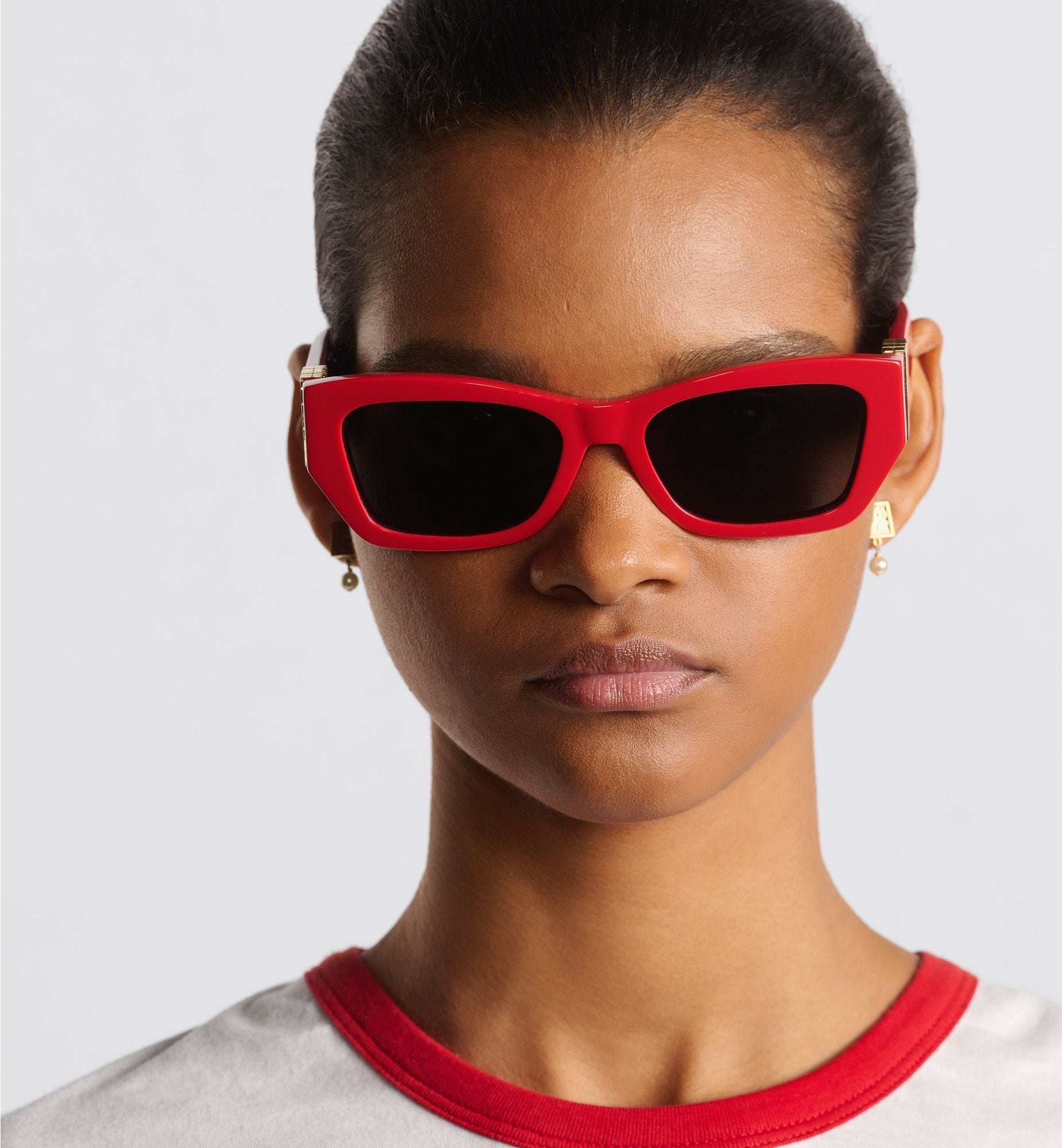 Missdior S1I Red Rectangular Sunglasses