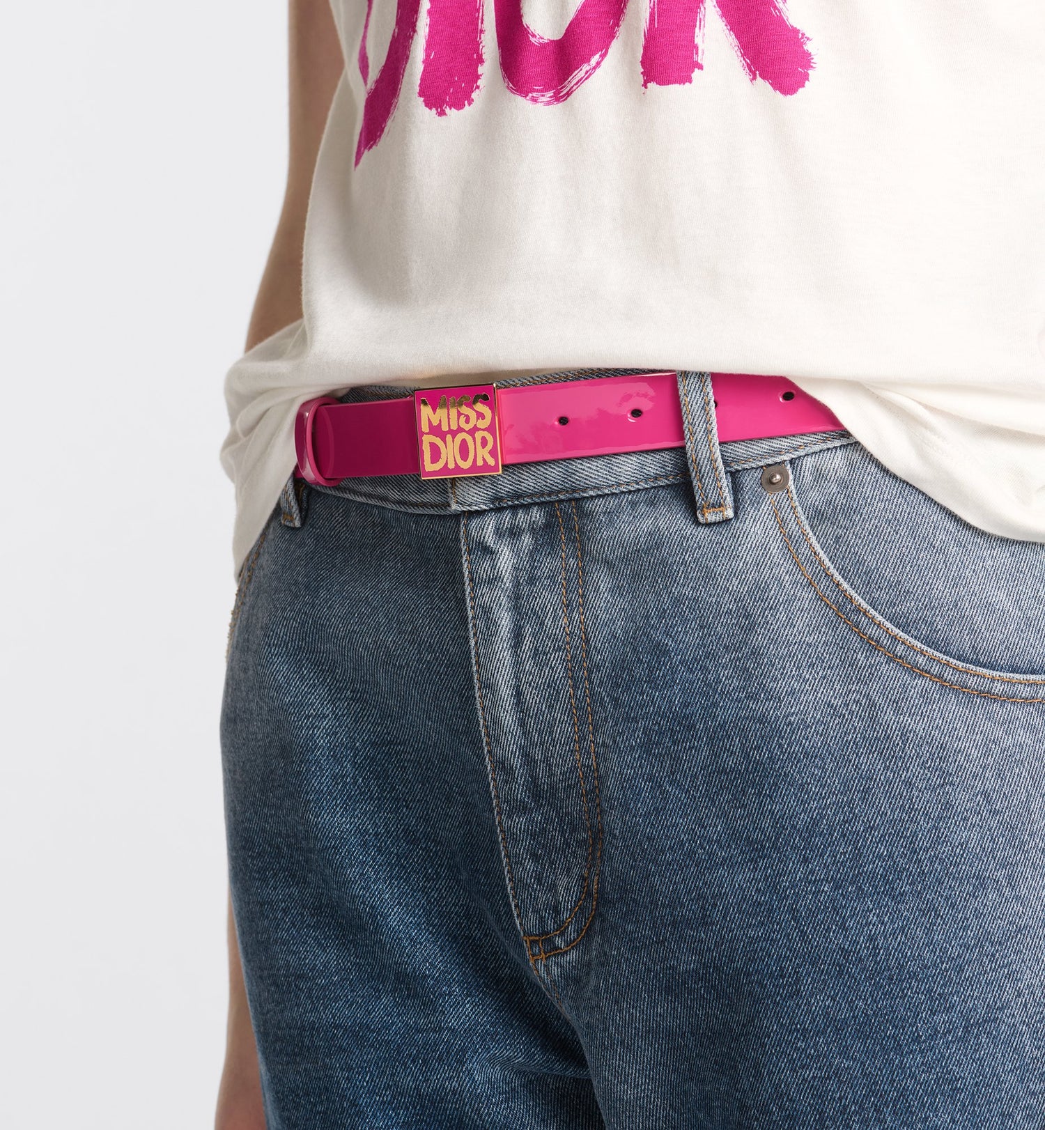 Miss Dior Graffiti Belt Fuchsia Patent Calfskin 25 mm