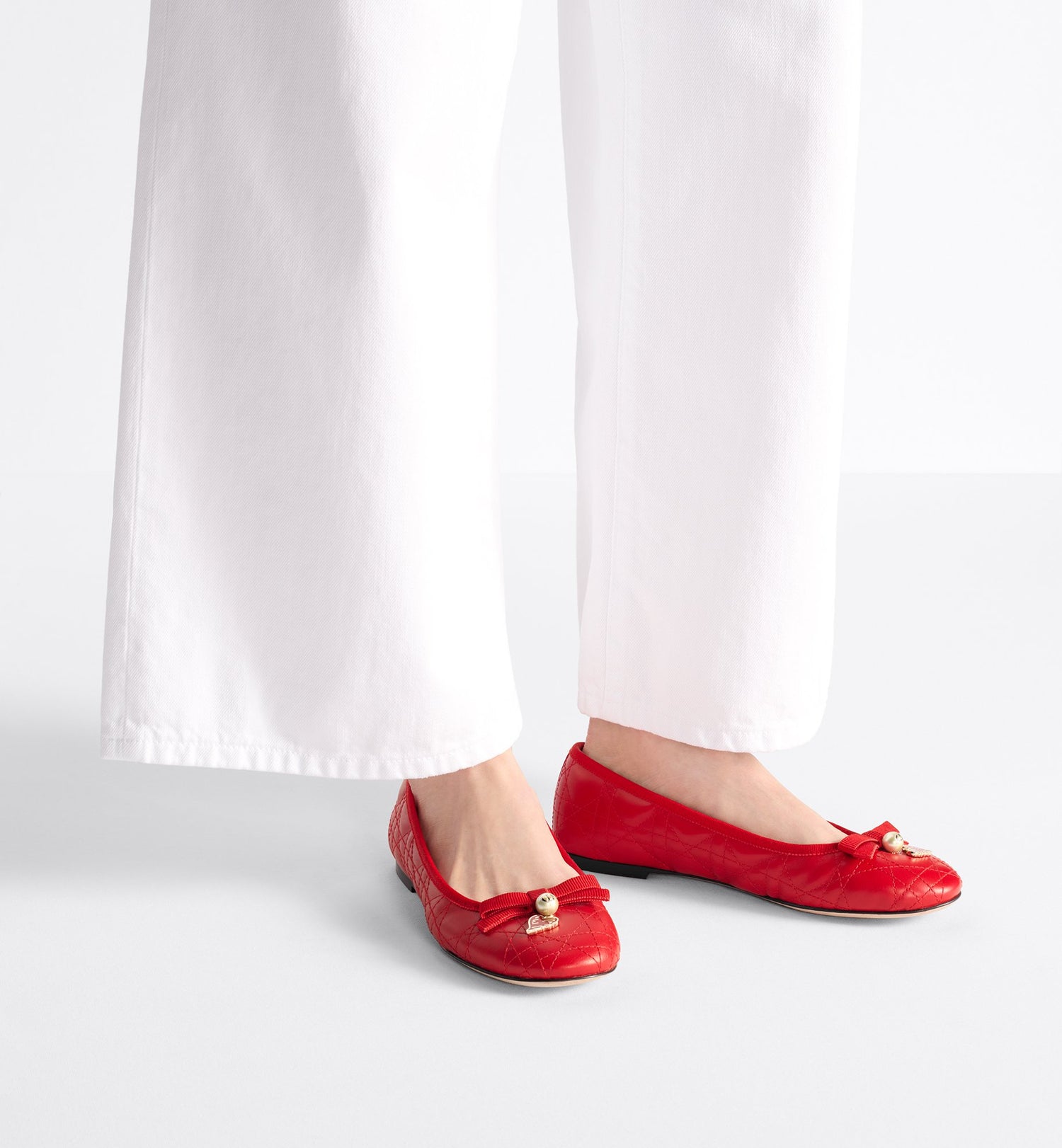 Dioramour Ballet Flat Red Quilted Cannage Calfskin