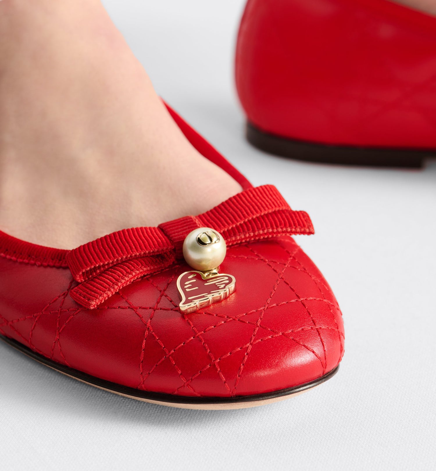 Dioramour Dior Ballet Flat Red Quilted Cannage Calfskin