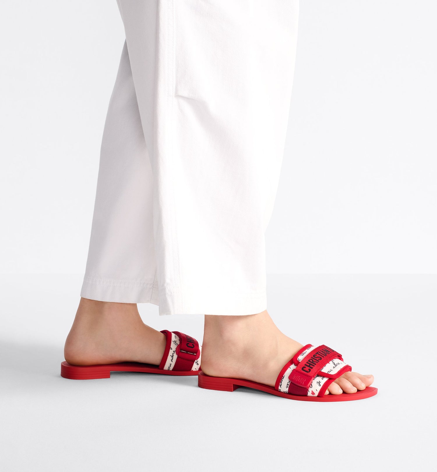 Dioramour Dio(R)Evolution Slide White Technical Fabric With Black And Red Je Vous Adore Motif