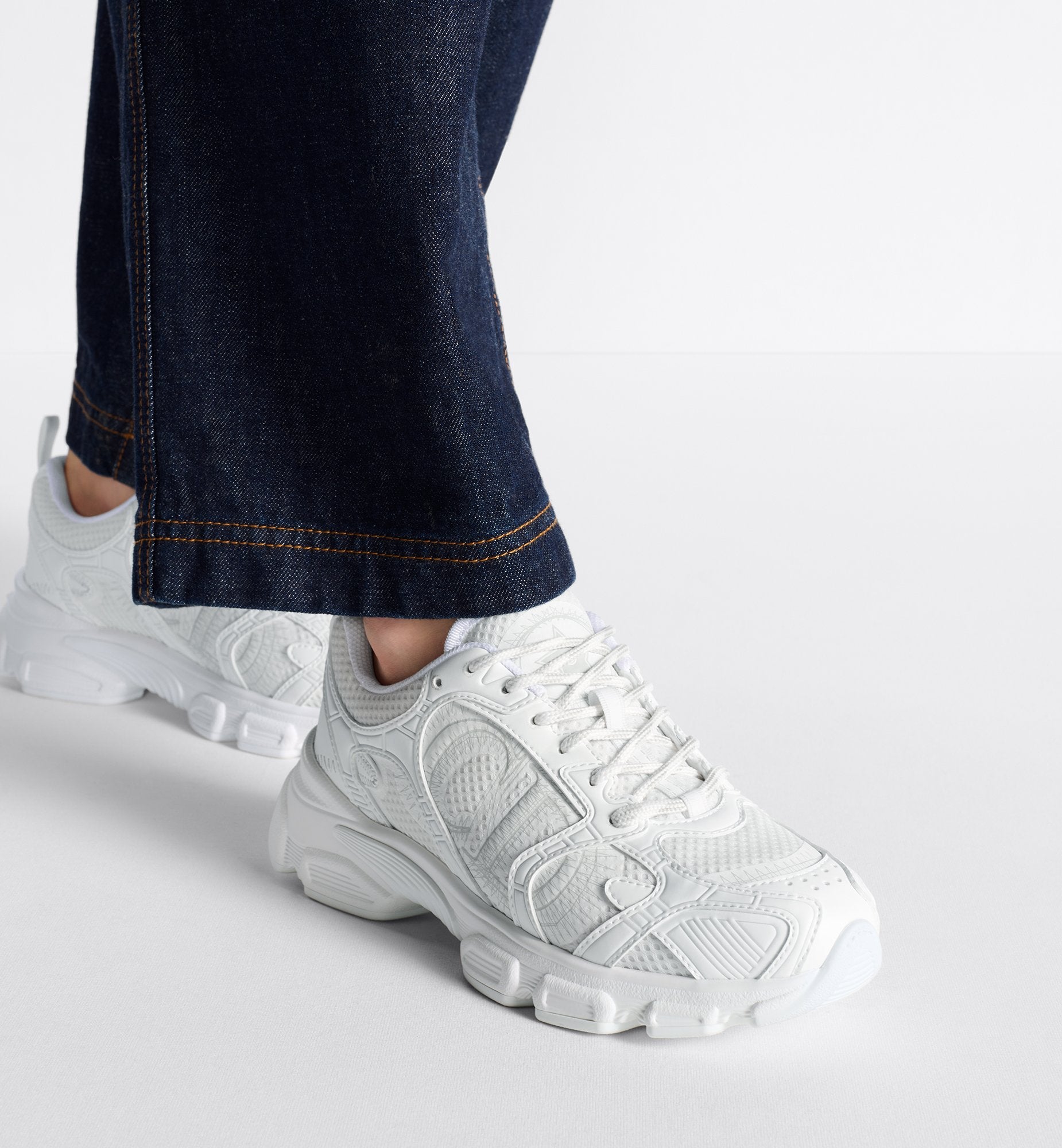 Dior Chrono Sneaker Mesh And White Leather-Effect Panels