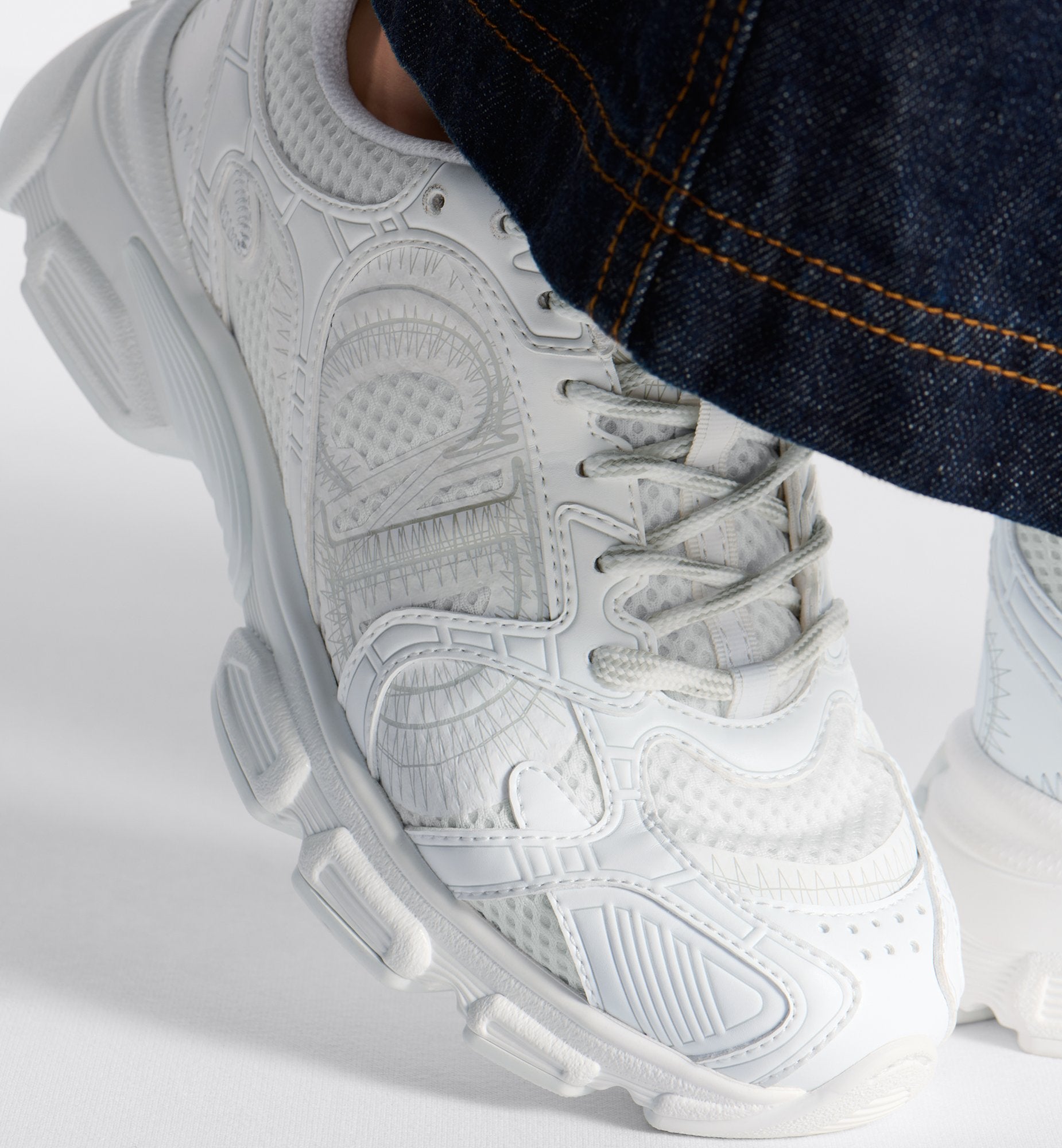 Dior Chrono Sneaker Mesh And White Leather-Effect Panels