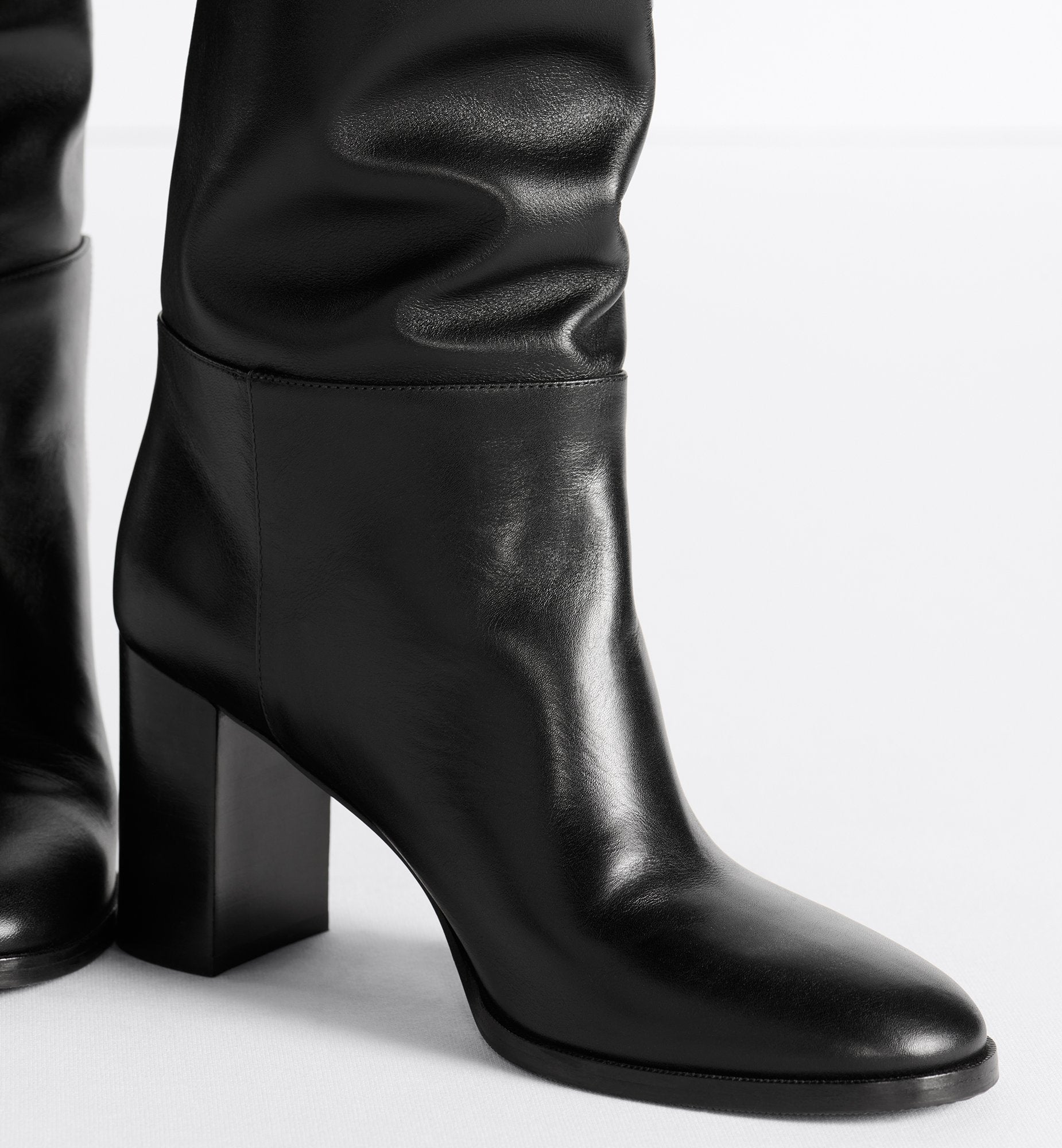 D Town Heeled Boot Black Supple Calfskin