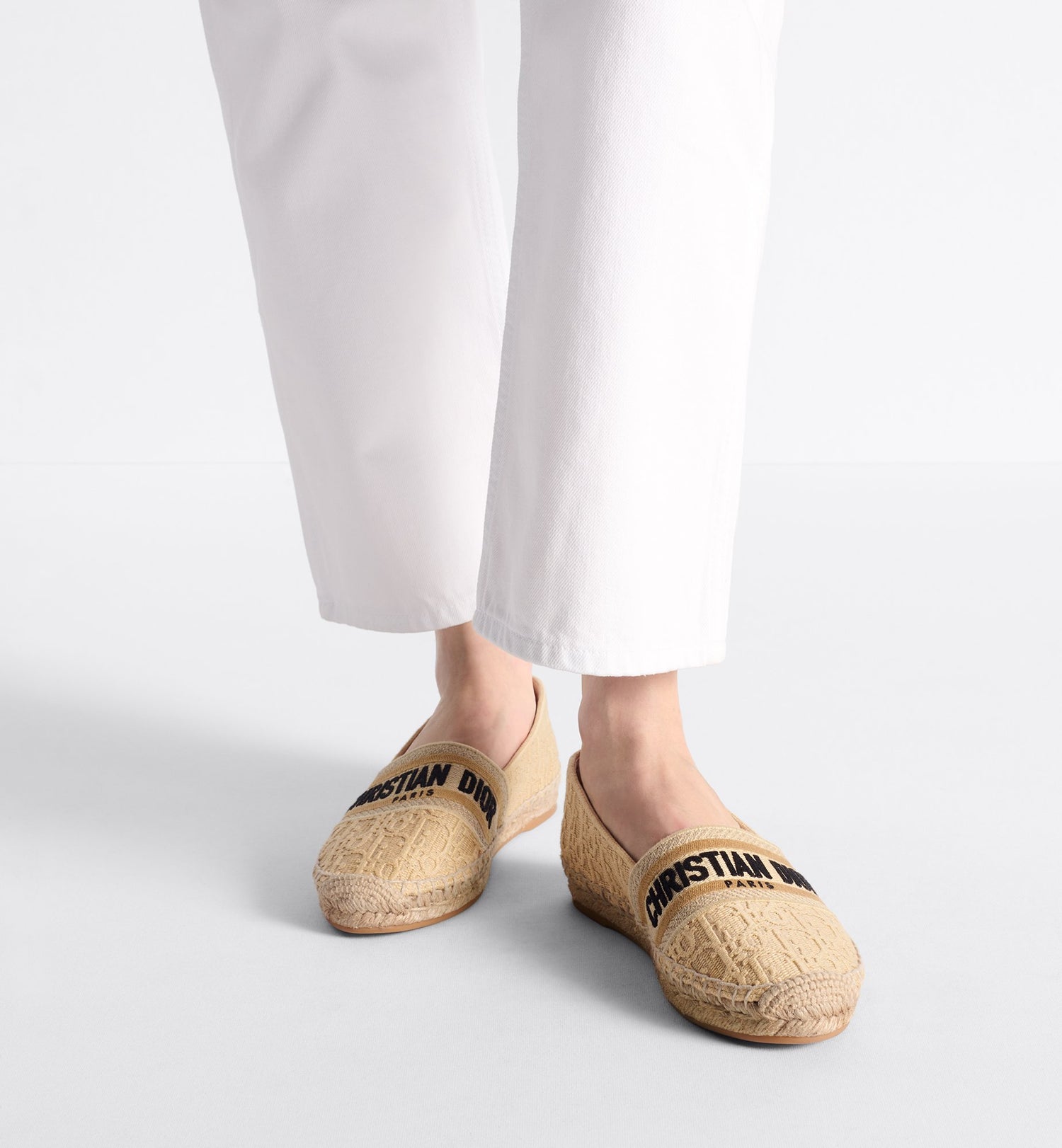 Dior Granville Espadrille Natural Raffia-Effect Cotton Embroidered With Dior Oblique Motif