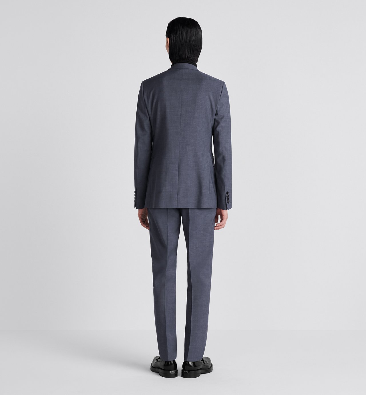 Fitted Suit Navy Blue Virgin Wool