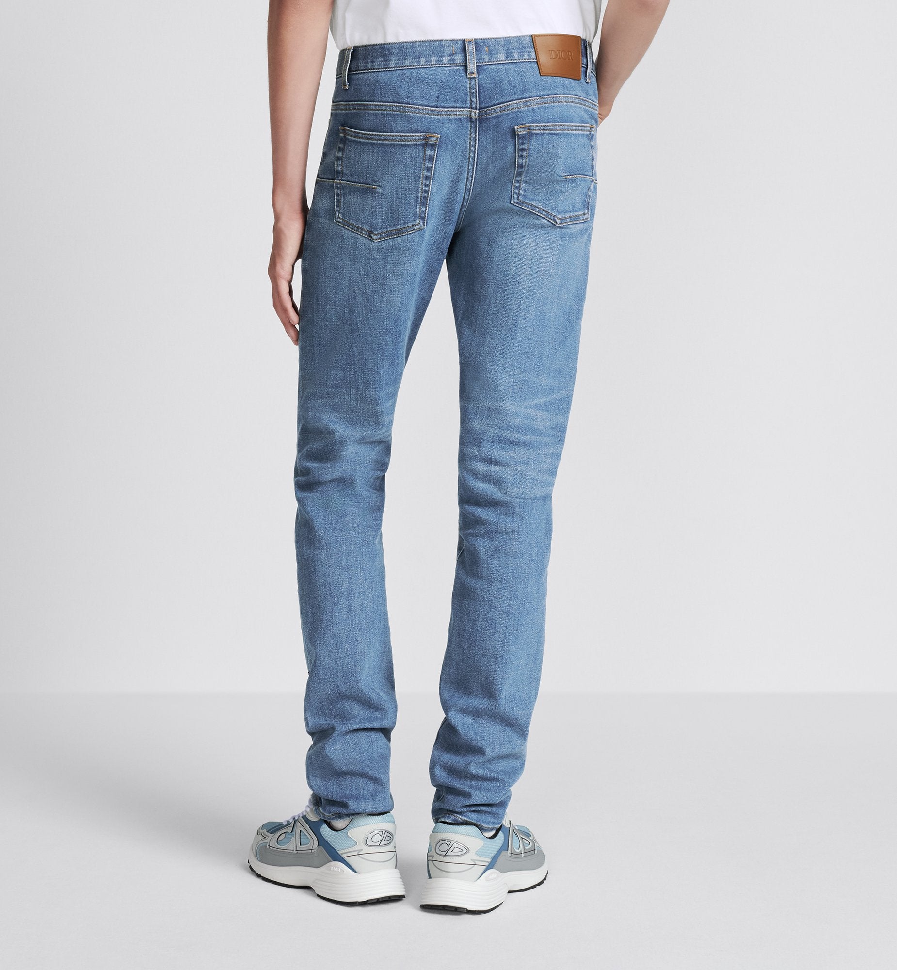 Long Slim-Fit Jeans Blue Cotton-Blend Twill