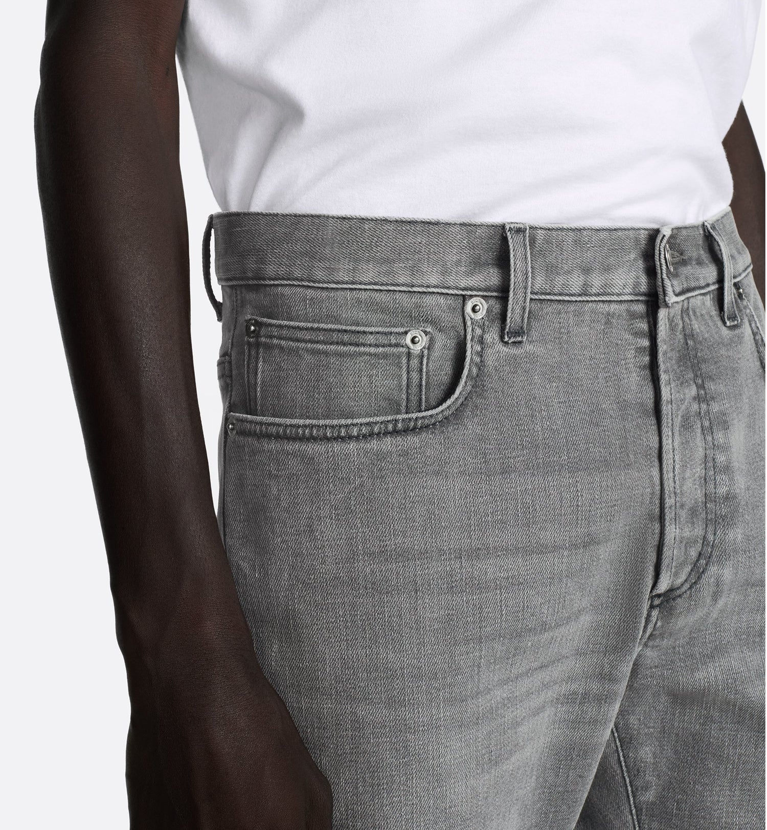 Long Slim-Fit Jeans Gray Cotton-Blend Twill