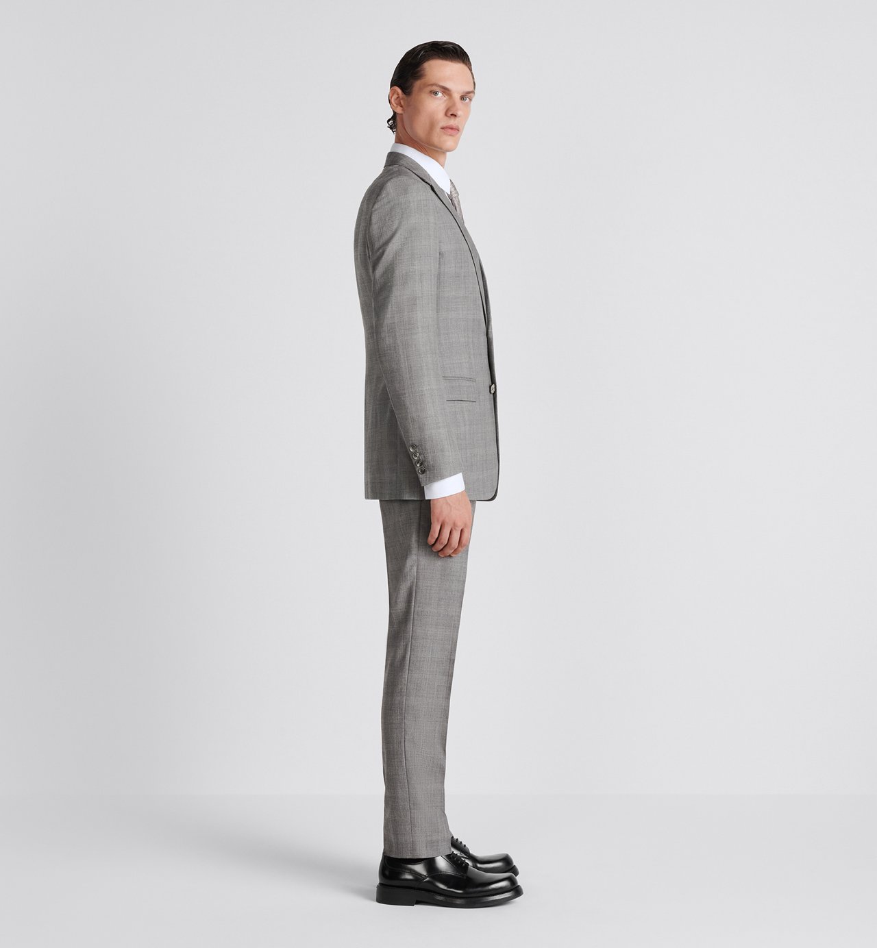 Classic Suit Gray Checkered Wool And Silk