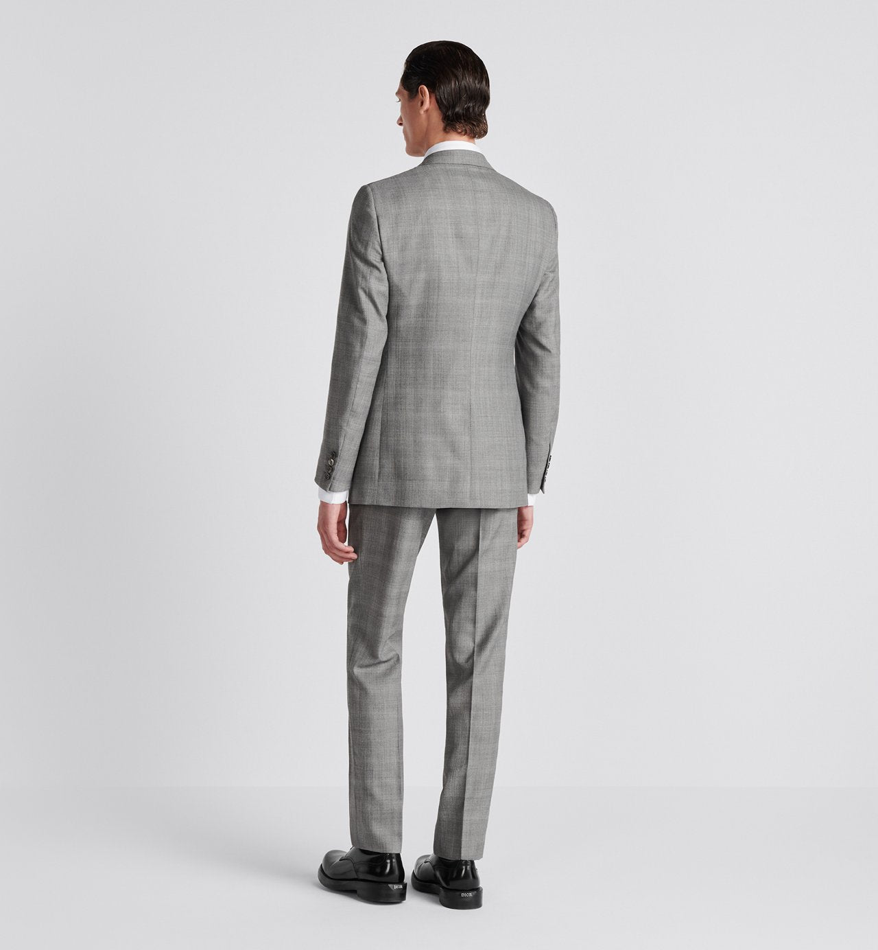 Classic Suit Gray Checkered Wool And Silk