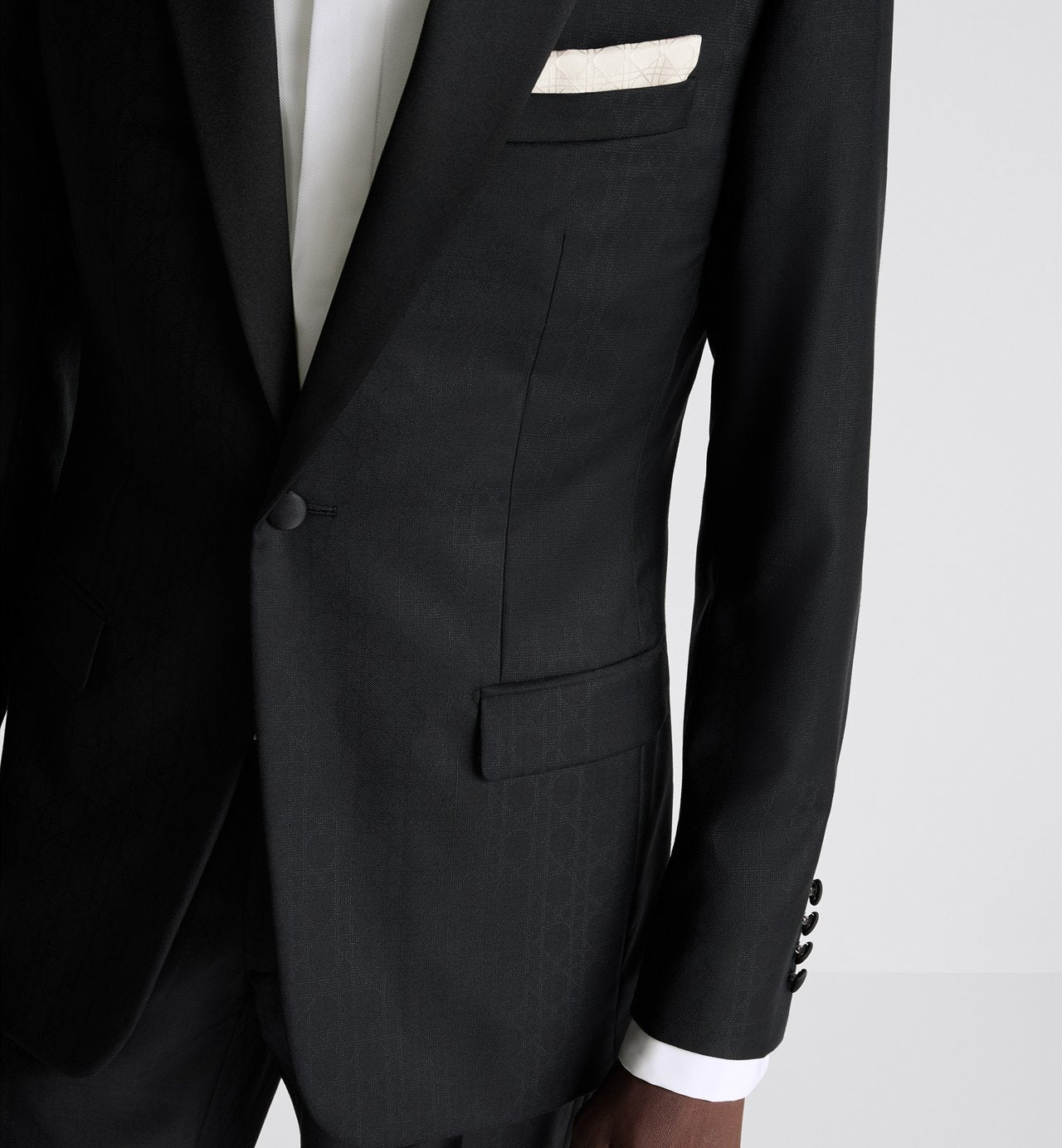 Tuxedo Black Cannage Wool And Silk Jacquard