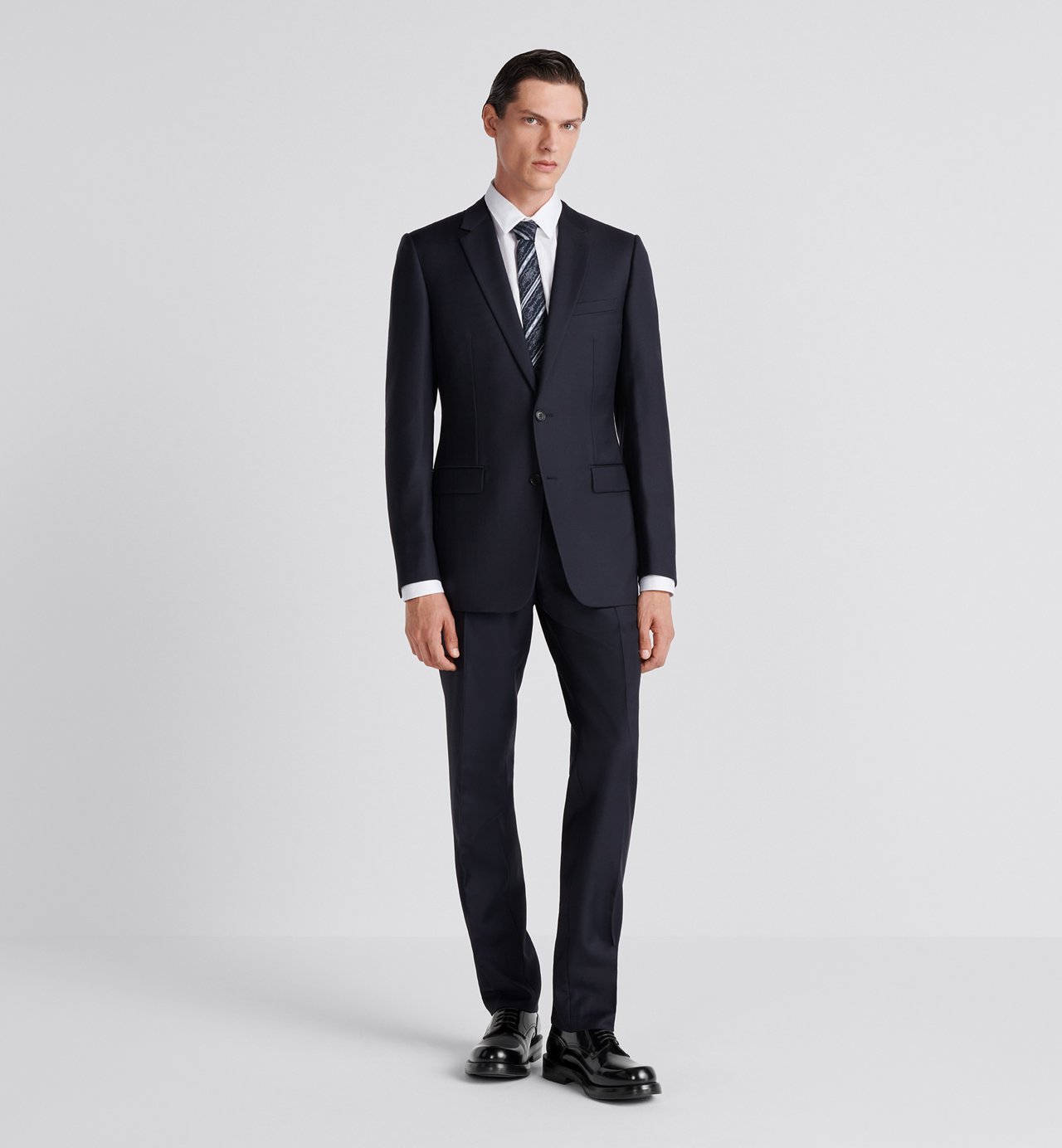 Classic Suit Navy Blue Virgin Wool Twill