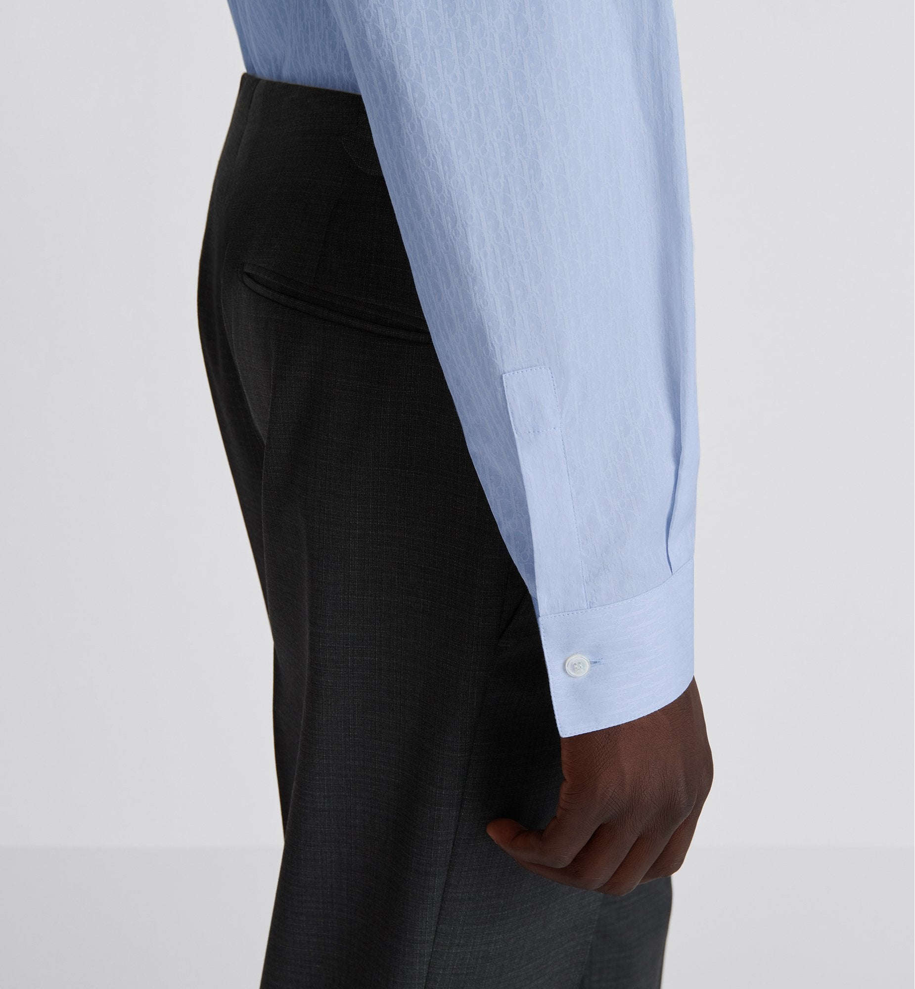 Oblique Shirt Blue Cotton Jacquard