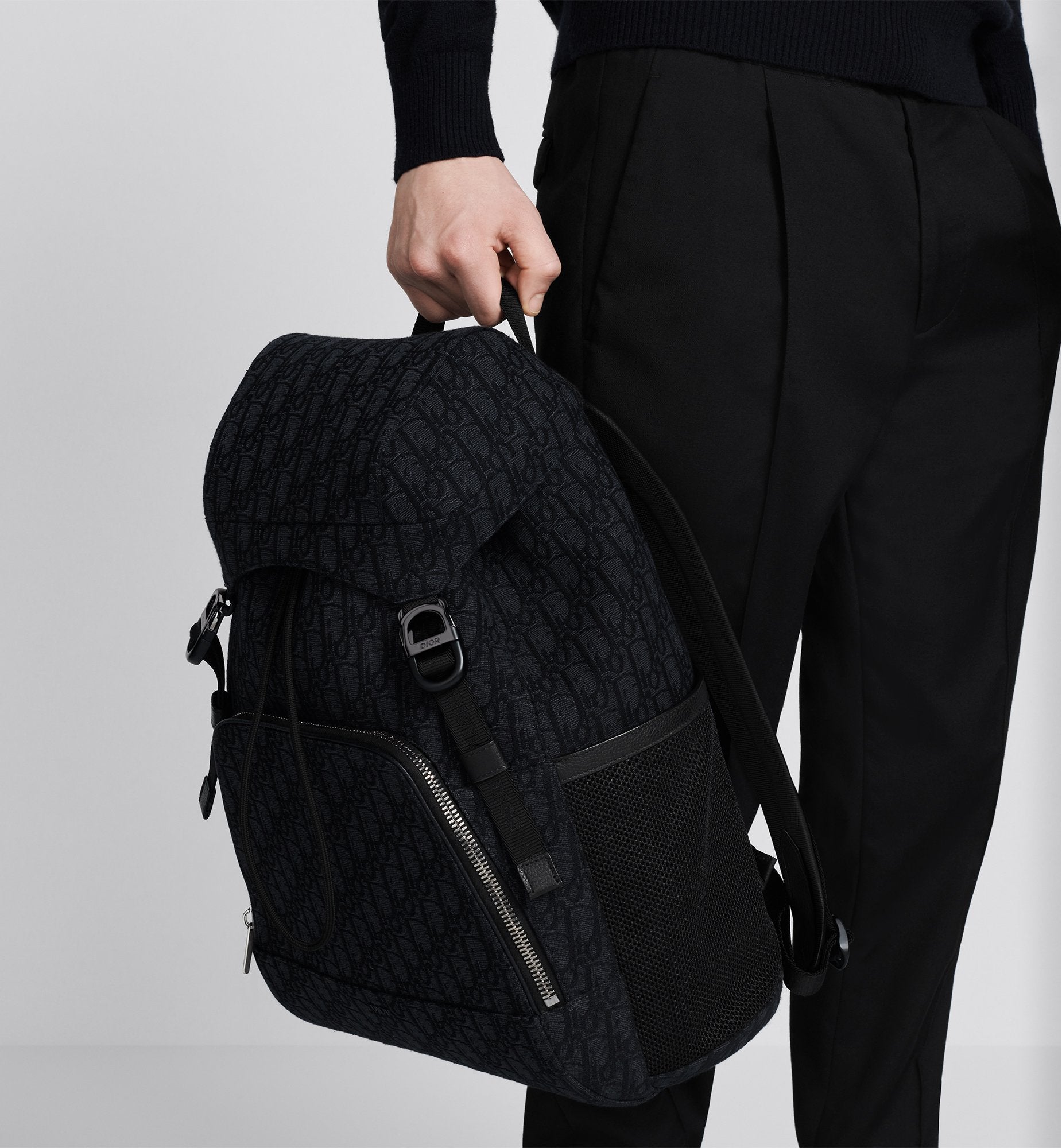 8 Backpack With Flap Black Dior Oblique Jacquard