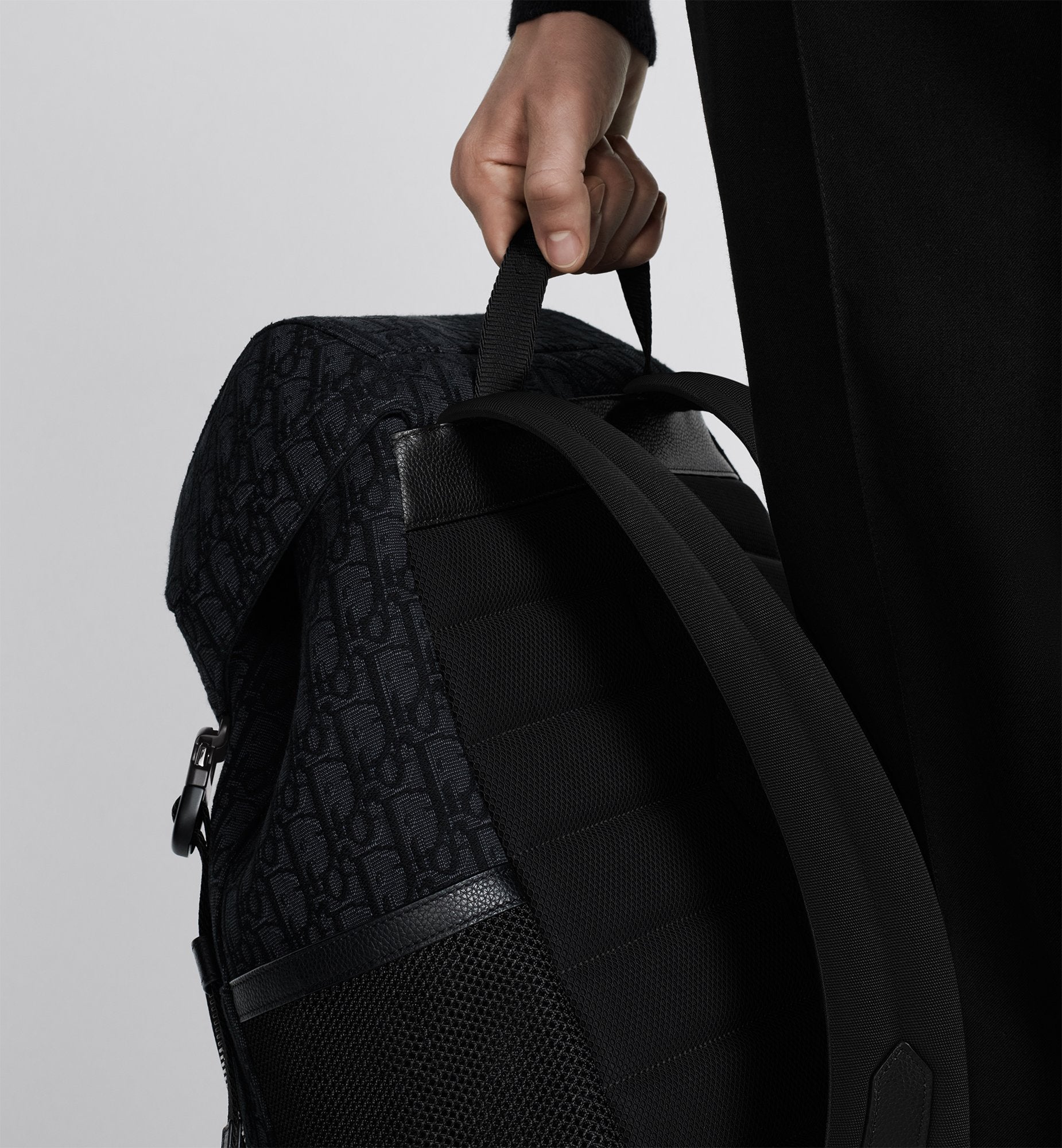 8 Backpack With Flap Black Dior Oblique Jacquard