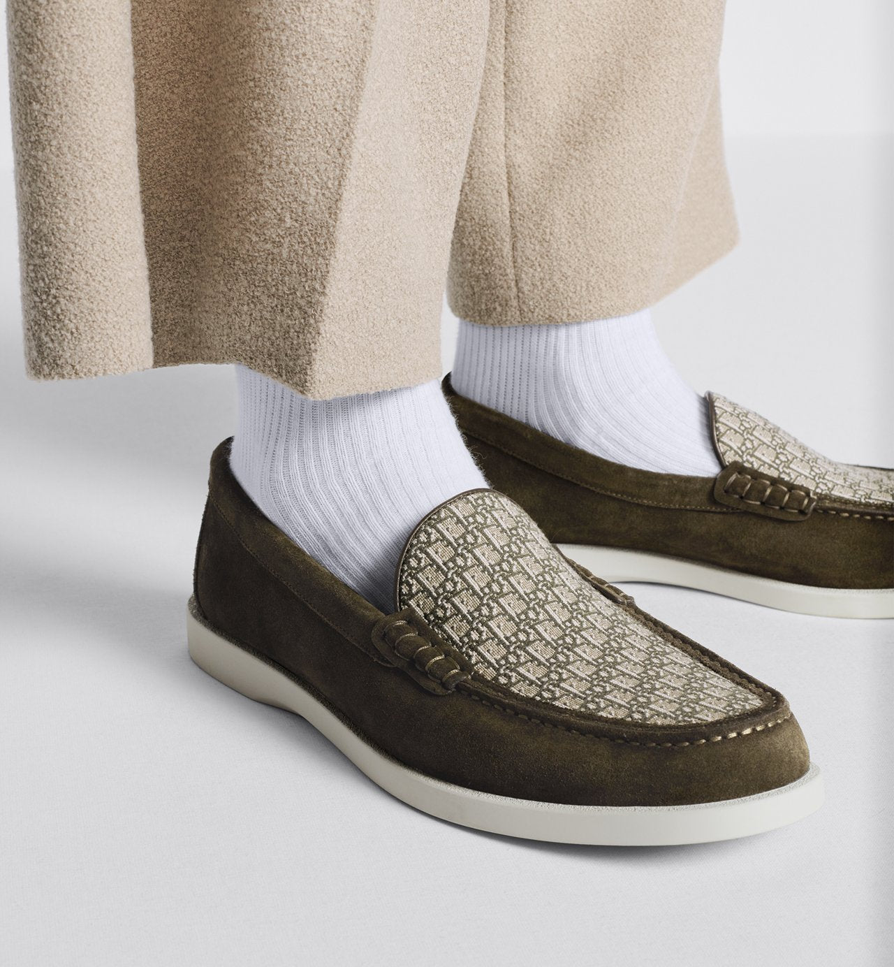 Granville Loafer Khaki Suede And Dior Oblique Jacquard