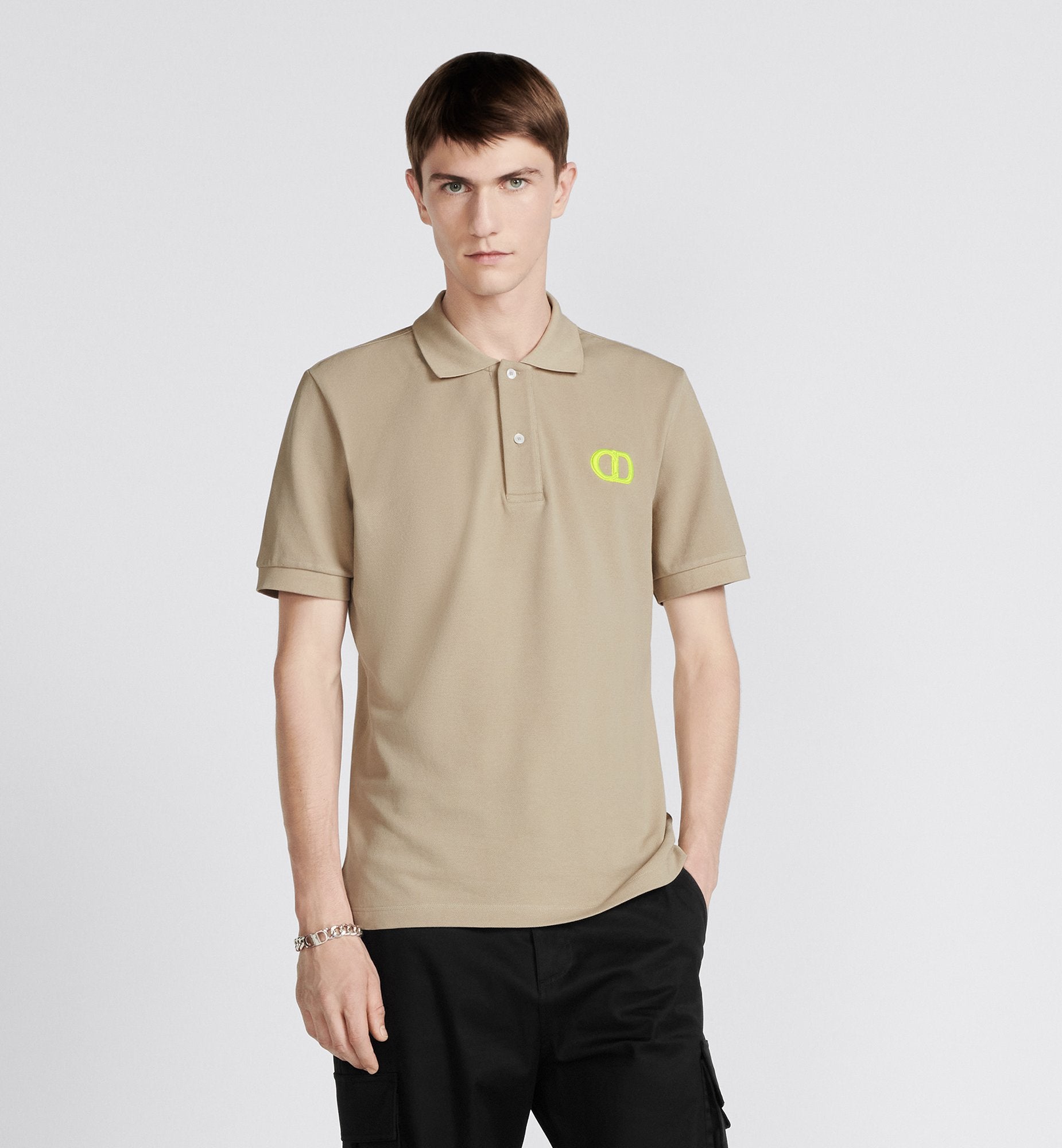 Cd Icon Polo Shirt Beige Cotton Pique