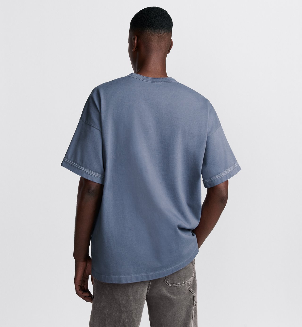 Dior And Stone Island T-Shirt Oversized Fit Blue Cotton Jersey