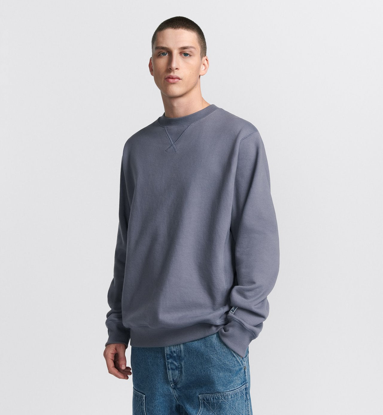 Charm Relaxed-Fit Sweatshirt Gray Cotton Fleece