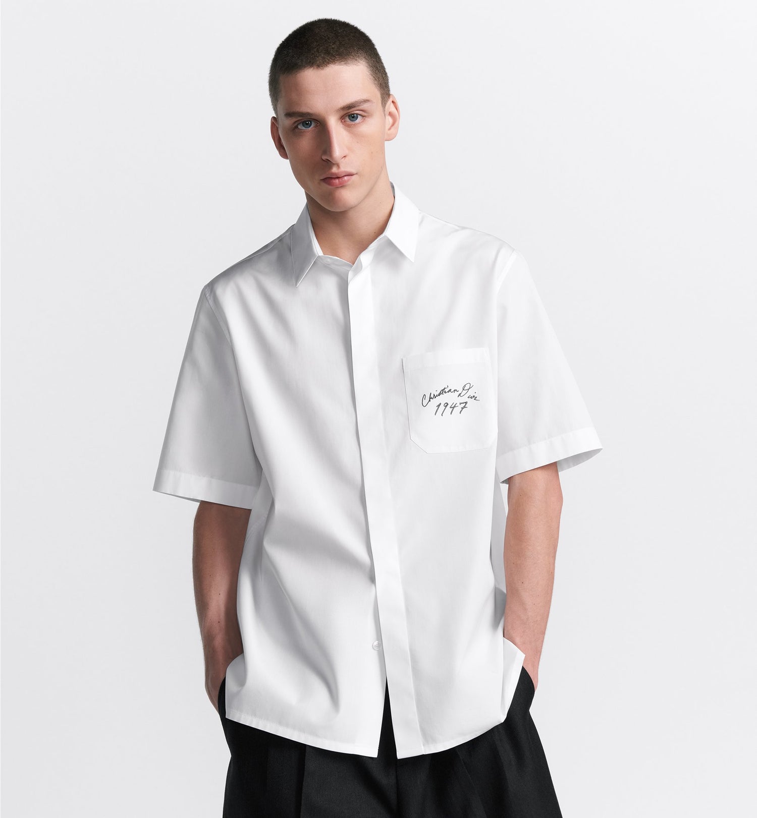 Handwritten Cd 1947 Short-Sleeved Shirt White Cotton Poplin