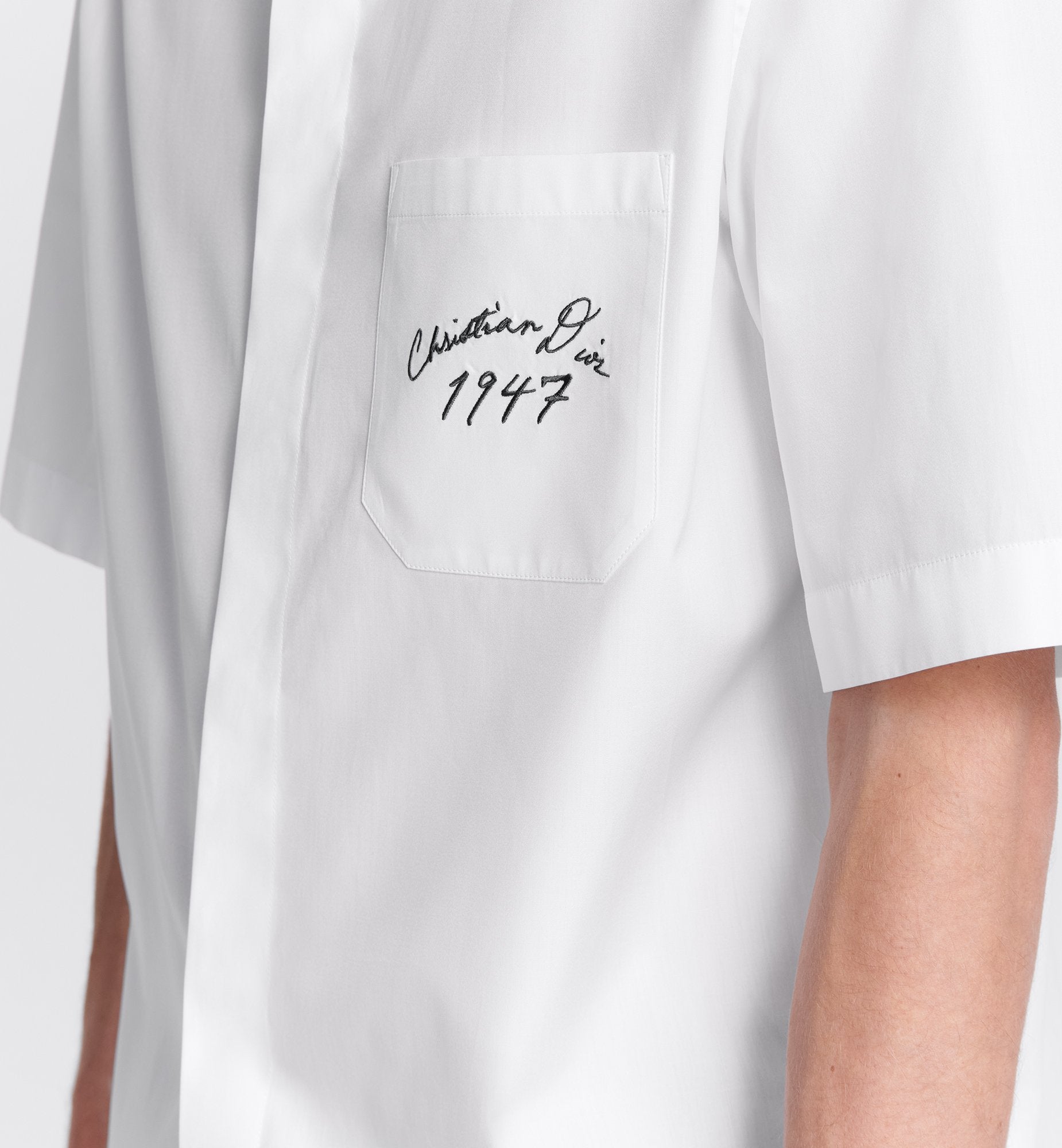 Handwritten Cd 1947 Short-Sleeved Shirt White Cotton Poplin