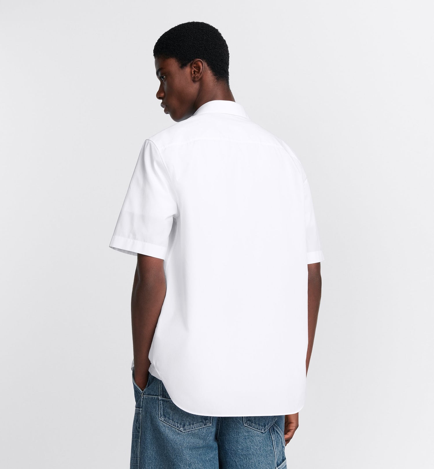 Charm Short-Sleeved Shirt White Cotton Poplin