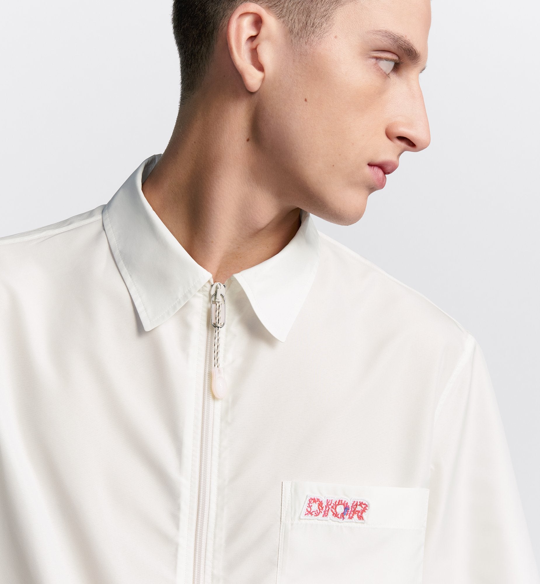 Dior And Parley Short Sleeved Zipped Shirt Ecru Parley Ocean Plastic Technical Taffeta