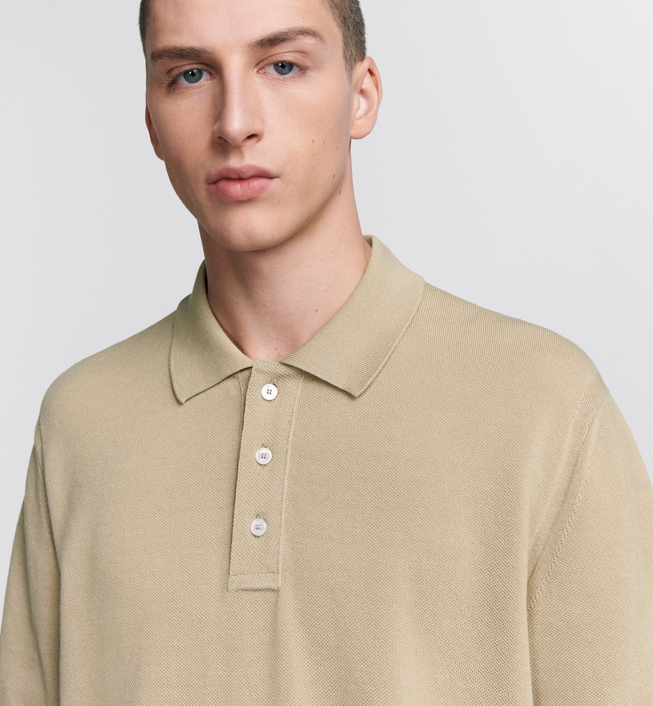 Icons Polo Shirt Beige Cotton And Silk Pique