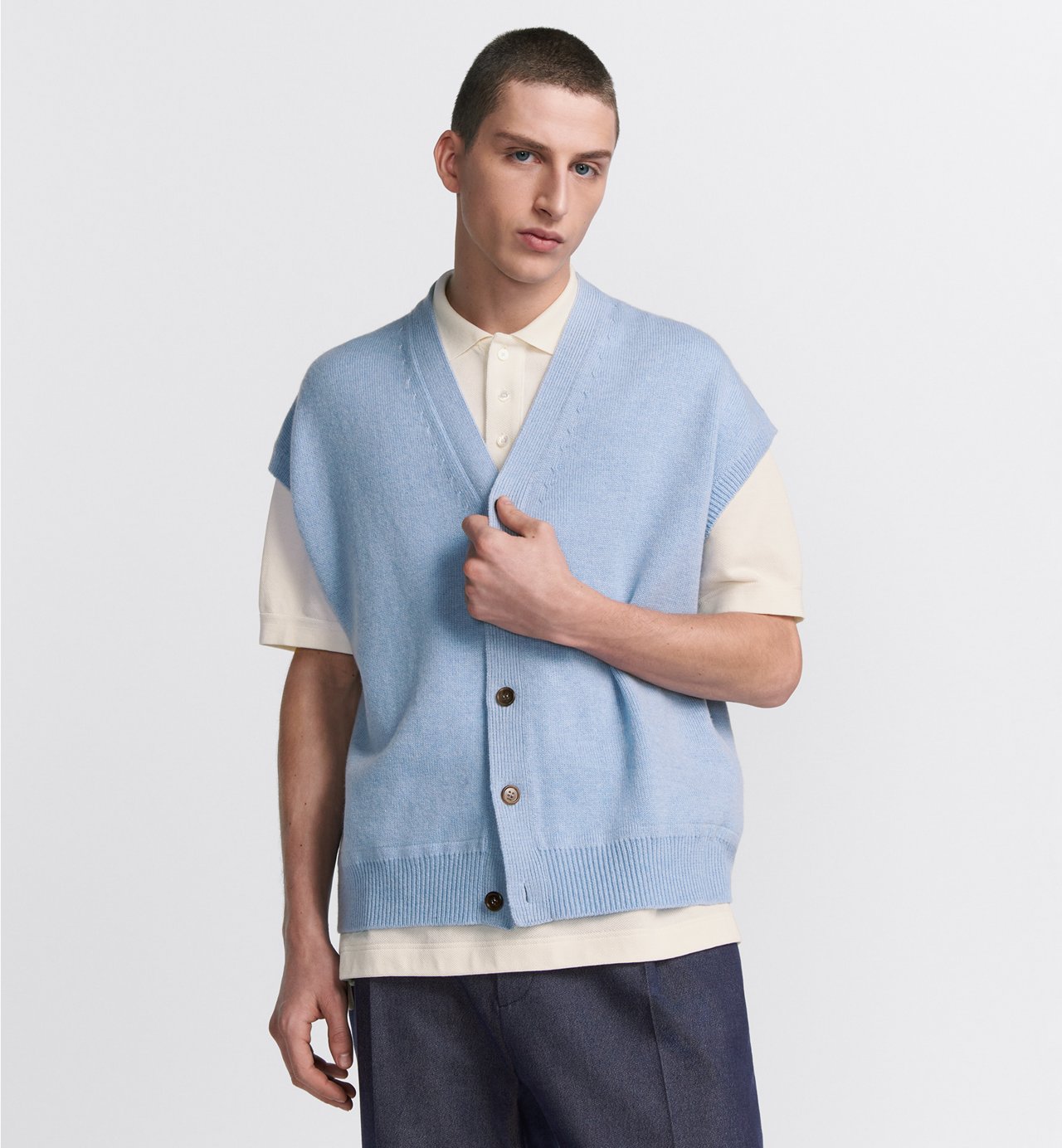 Icons Sweater Vest Blue Cashmere Jersey