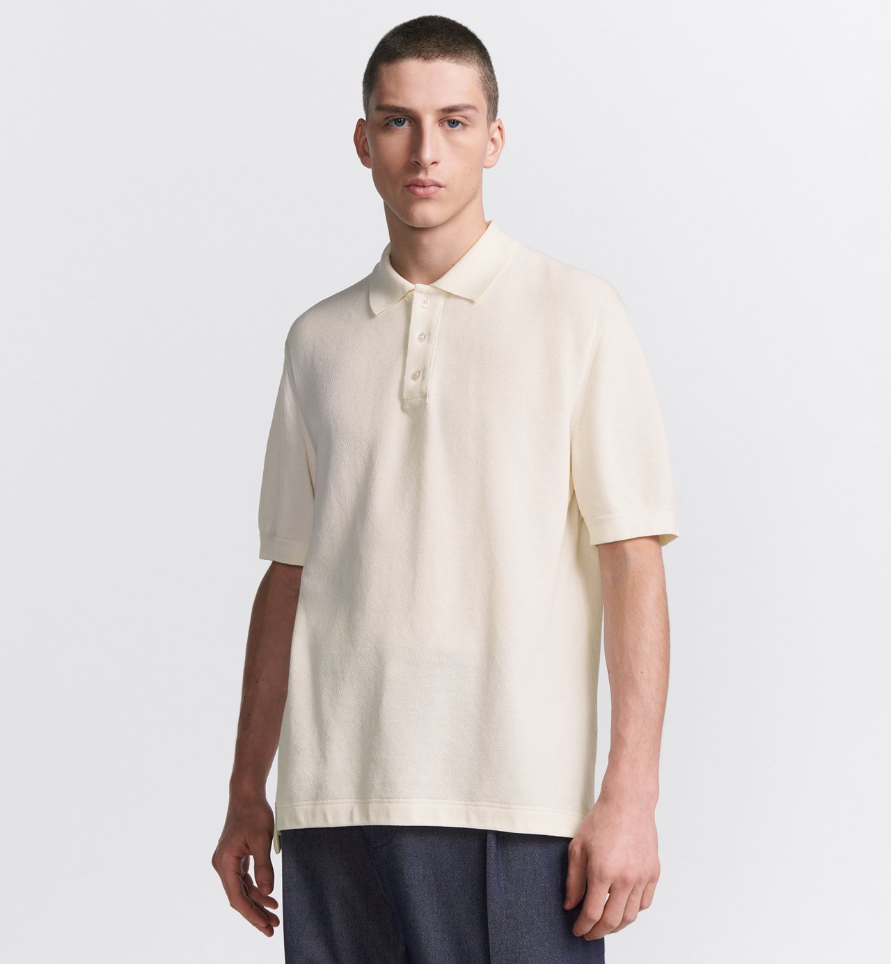 Icons Polo Shirt White Cotton Pique And Silk