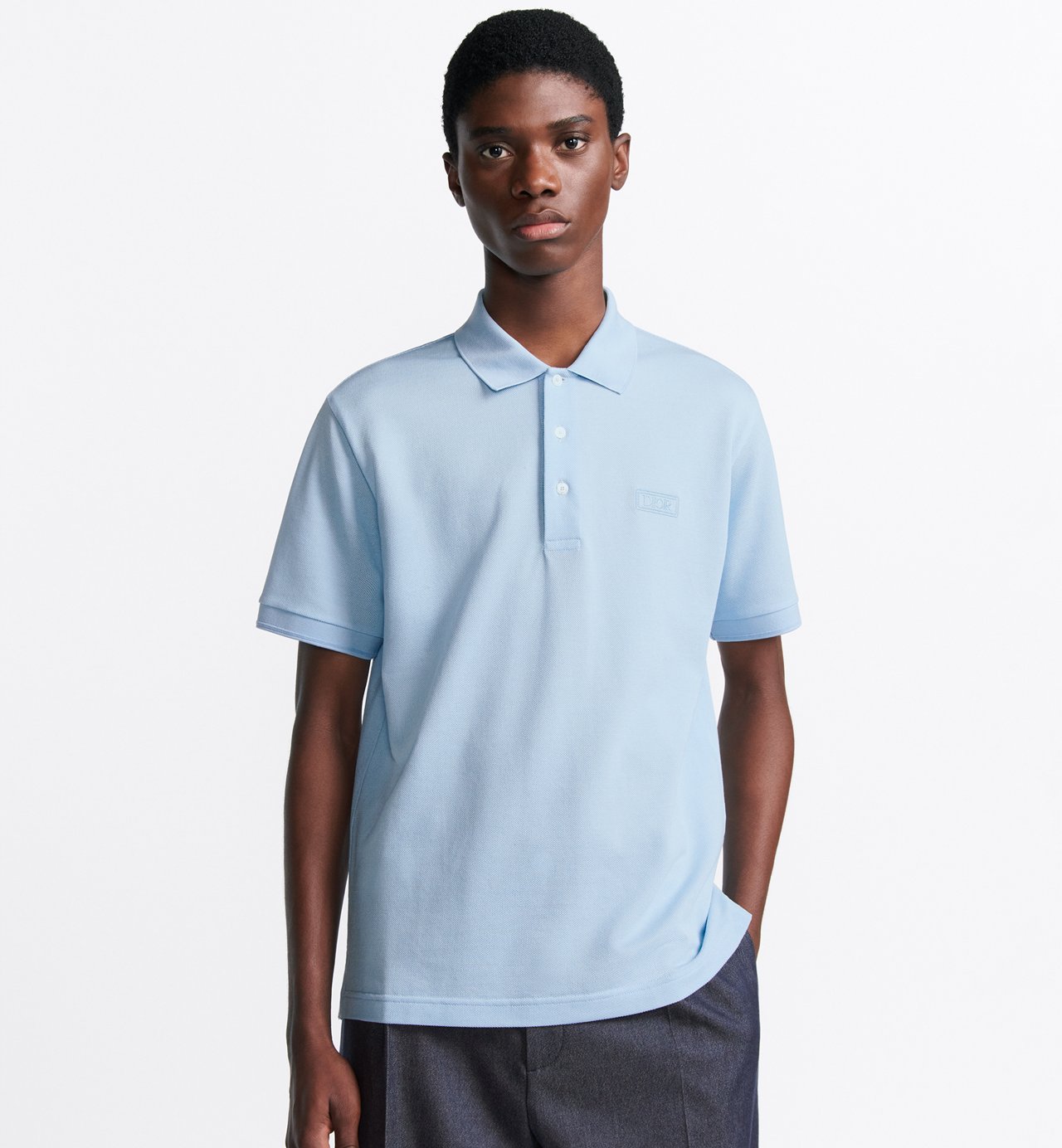 Icons Polo Shirt Blue Cotton And Silk Pique