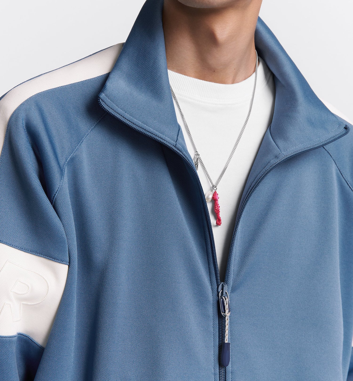 Dior And Parley Zipped Track Jacket Blue And White Parley Ocean Plastic Cotton-Blend Jersey