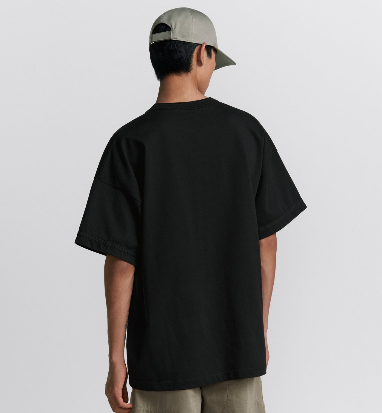 Dior And Stone Island T-Shirt Oversized Fit Black Cotton Jersey