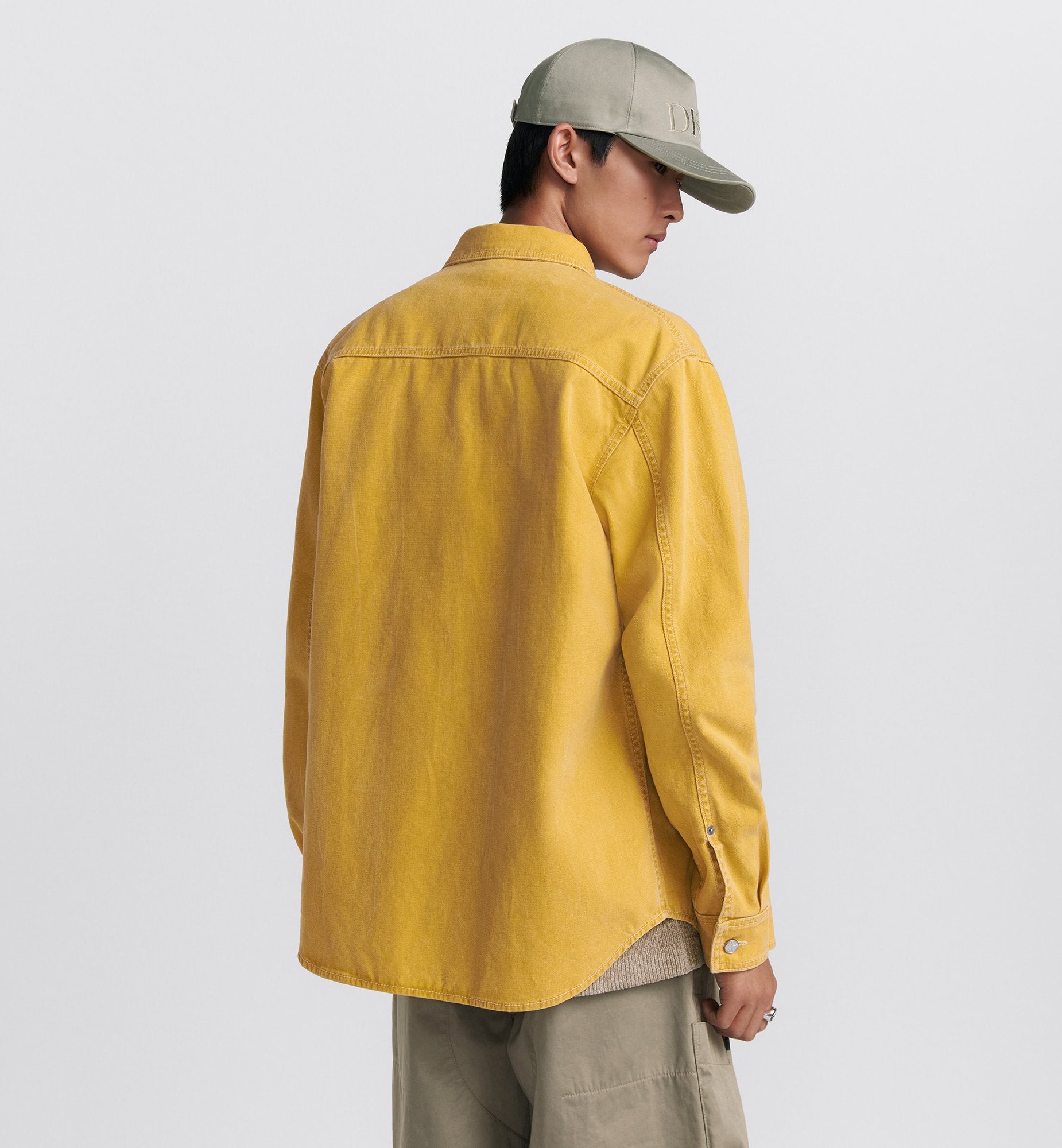 Dior And Stone Island Overshirt Yellow Cotton Sands UAE