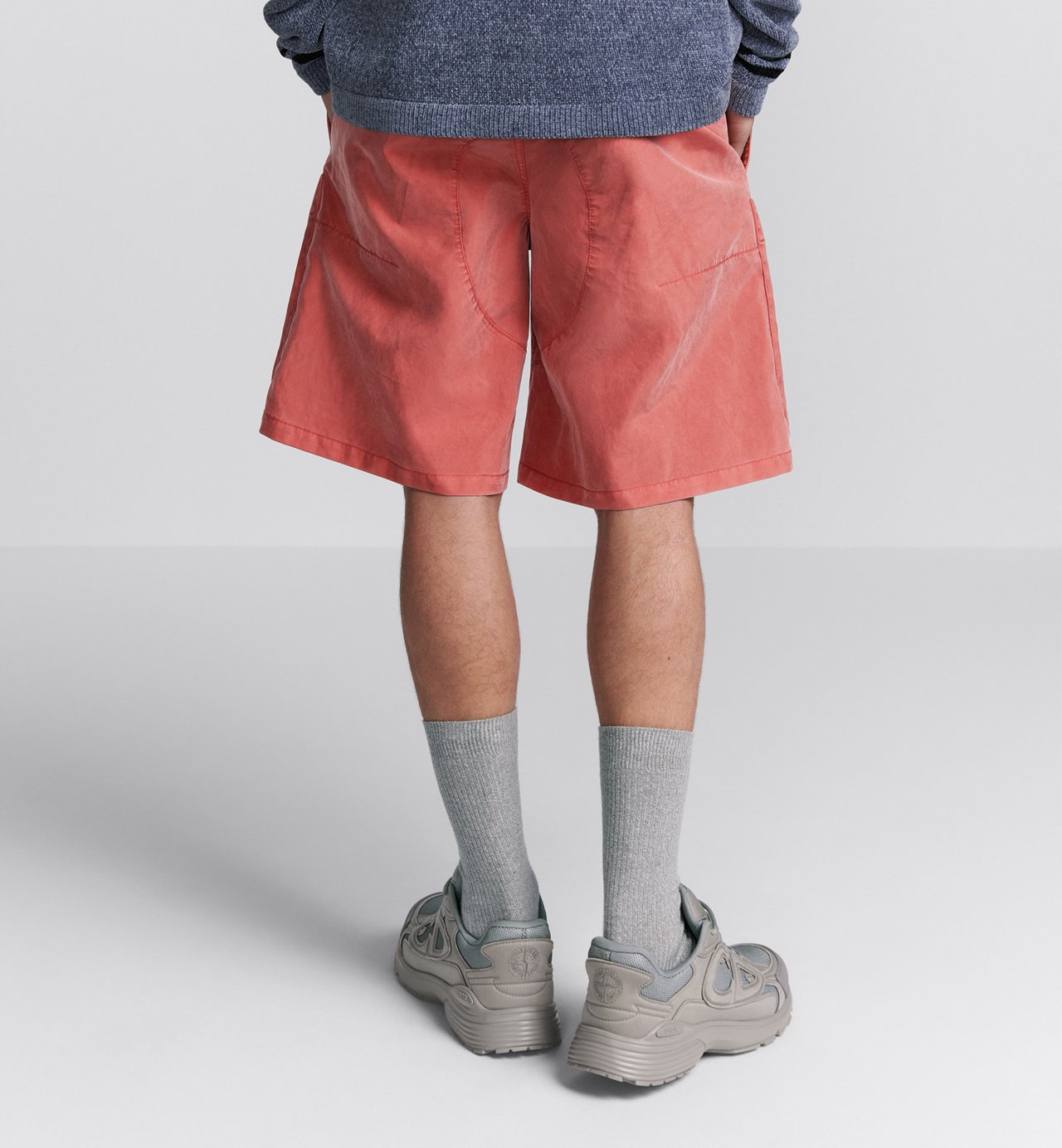 Dior And Stone Island Bermuda Shorts Red Cotton-Blend Satin