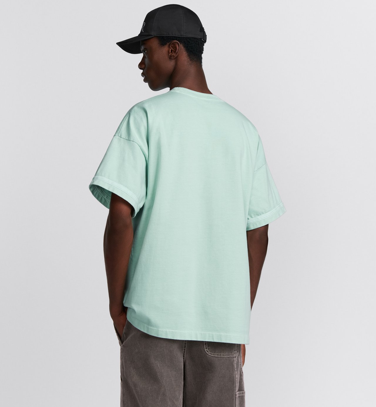 Dior And Stone Island T-Shirt Oversized Fit Light Green Cotton Jersey