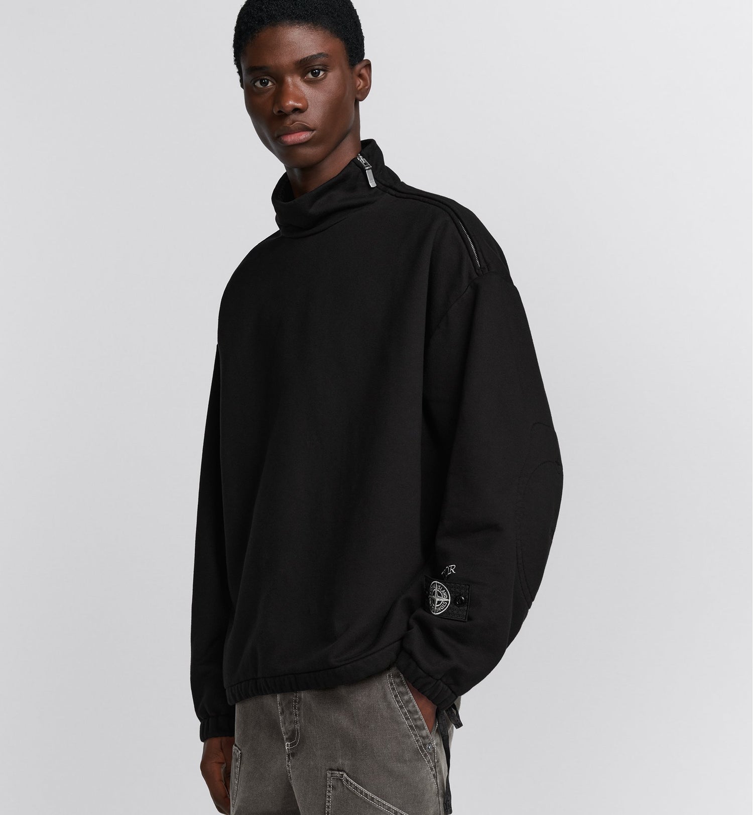 Dior And Stone Island Sweatshirt Black Cotton Fleece