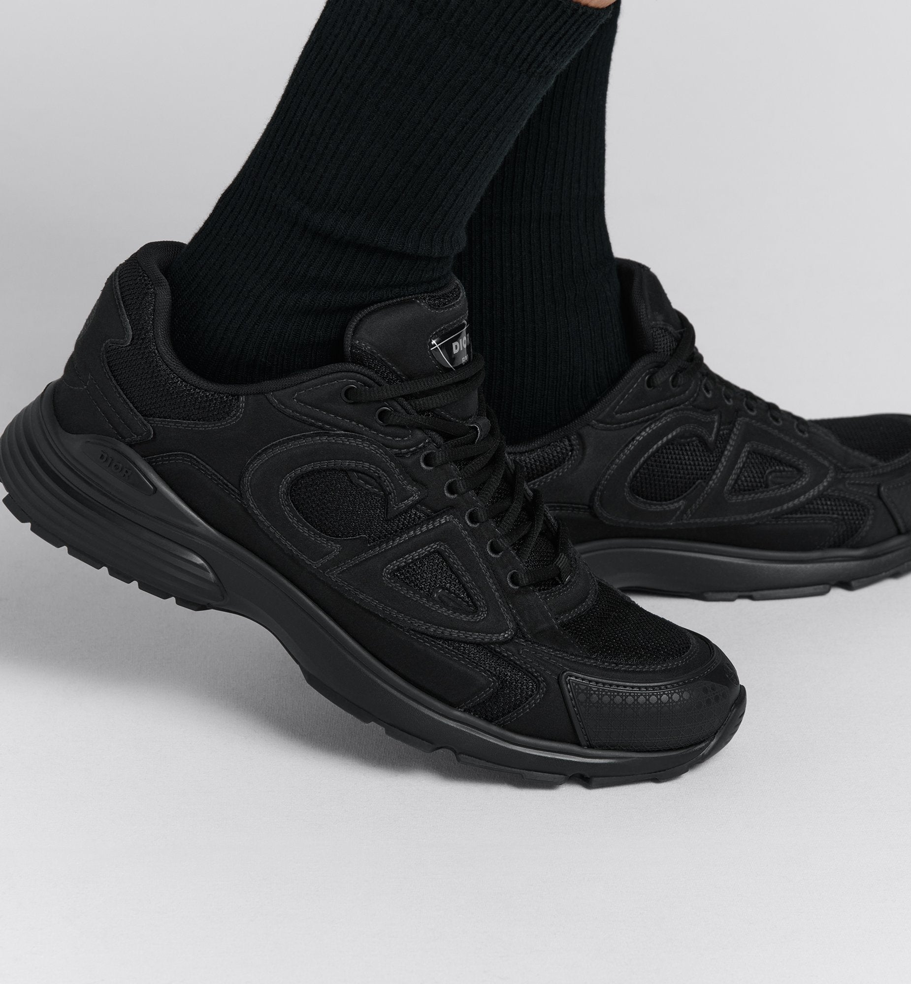 Dior And Stone Island B30 Sneaker – Limited And Numbered Edition Black Technical Mesh And Black Dyed Cotton