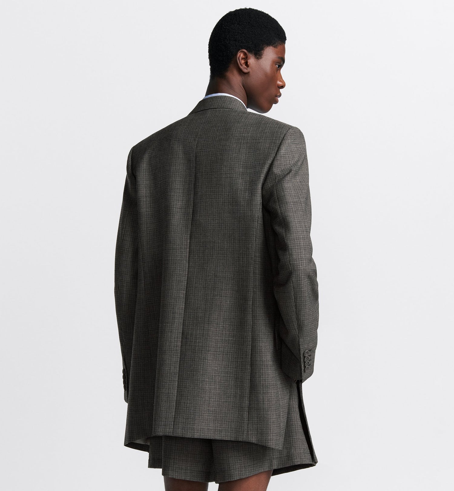 Long Jacket Gray Checkered Virgin Wool