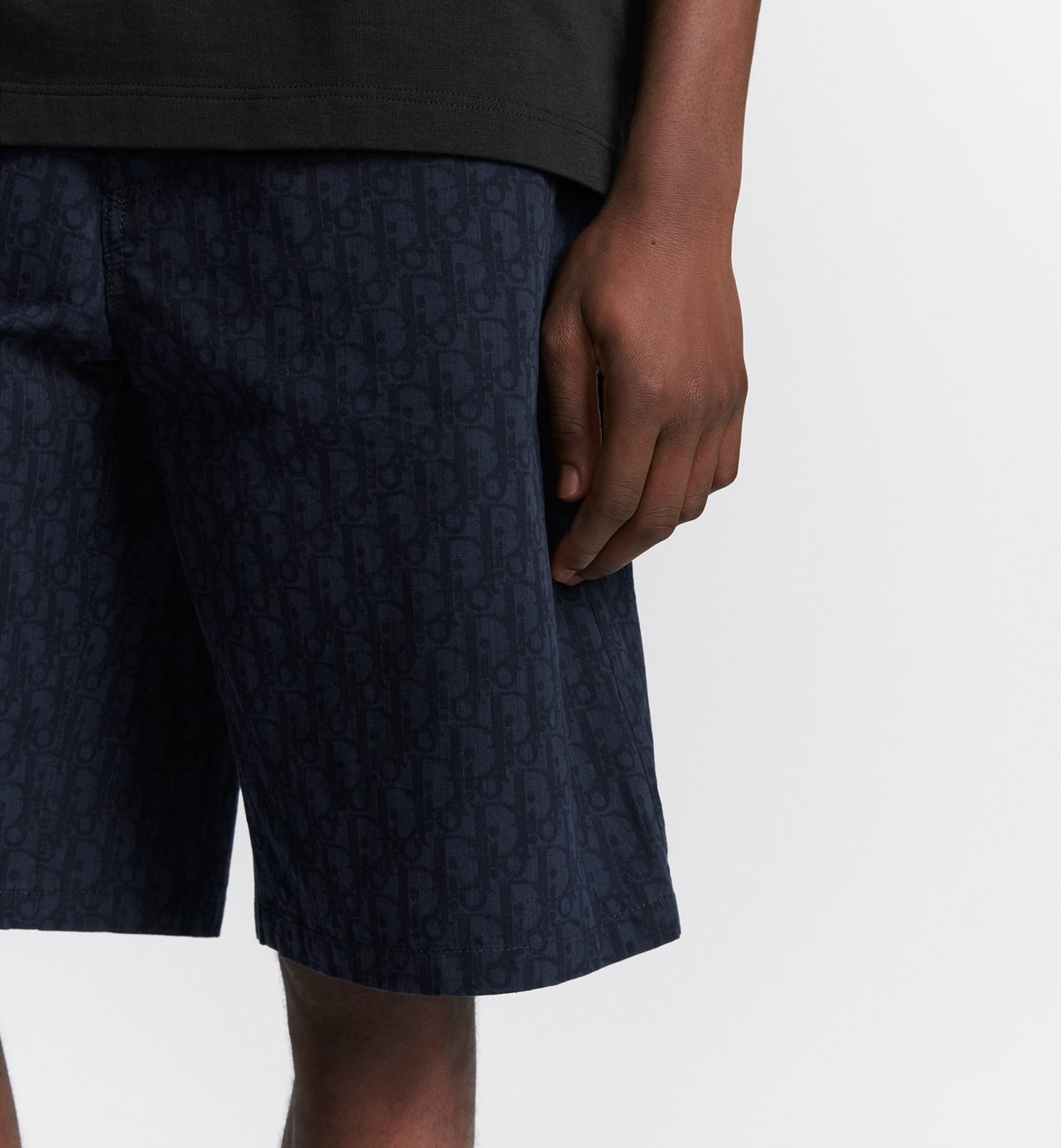 Oblique Bermuda Shorts Blue Cotton Denim