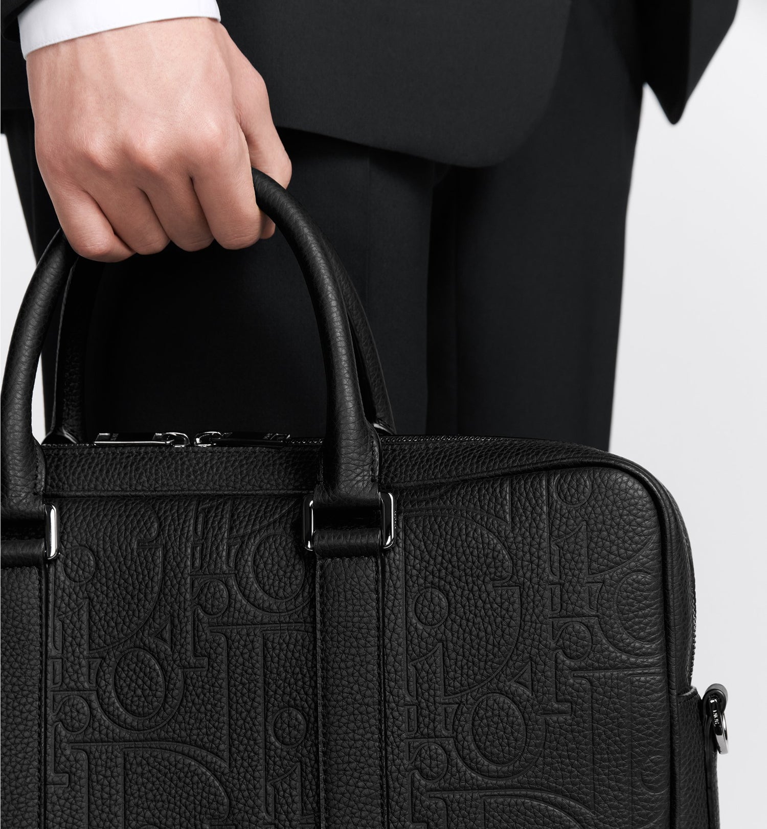 Zipped Briefcase Black Dior Gravity Leather And Black Grained Calfskin