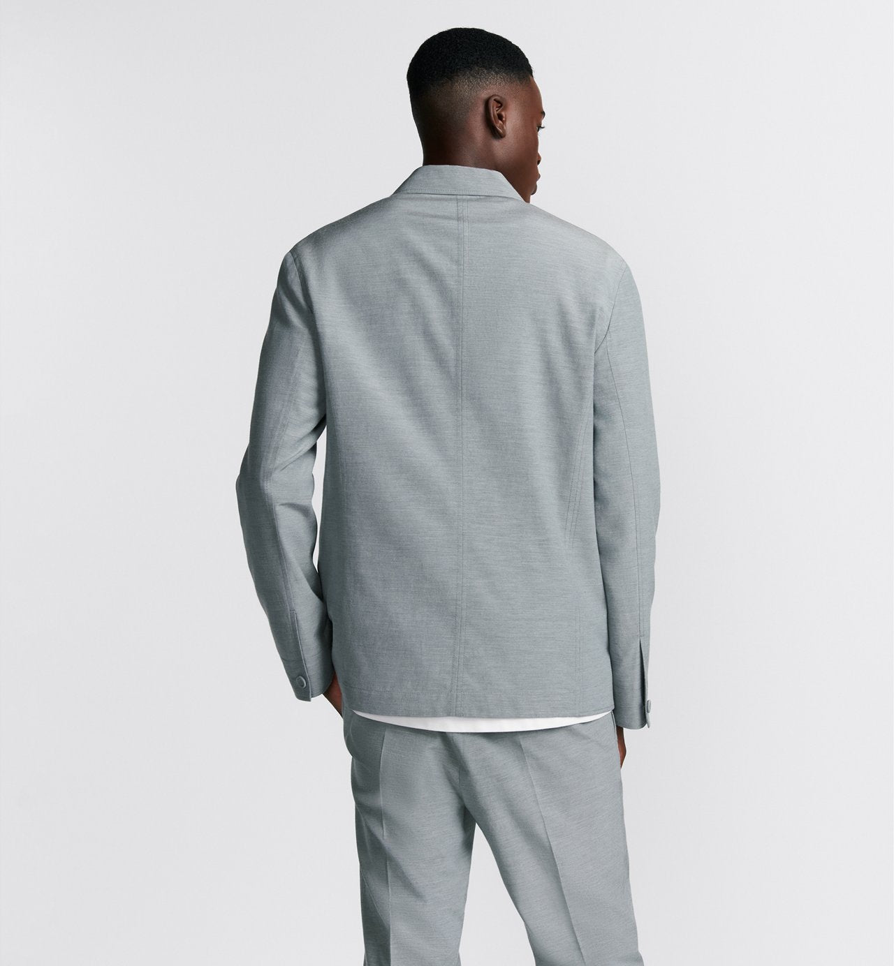 Classic Workwear Jacket Gray Slub Cotton Blend